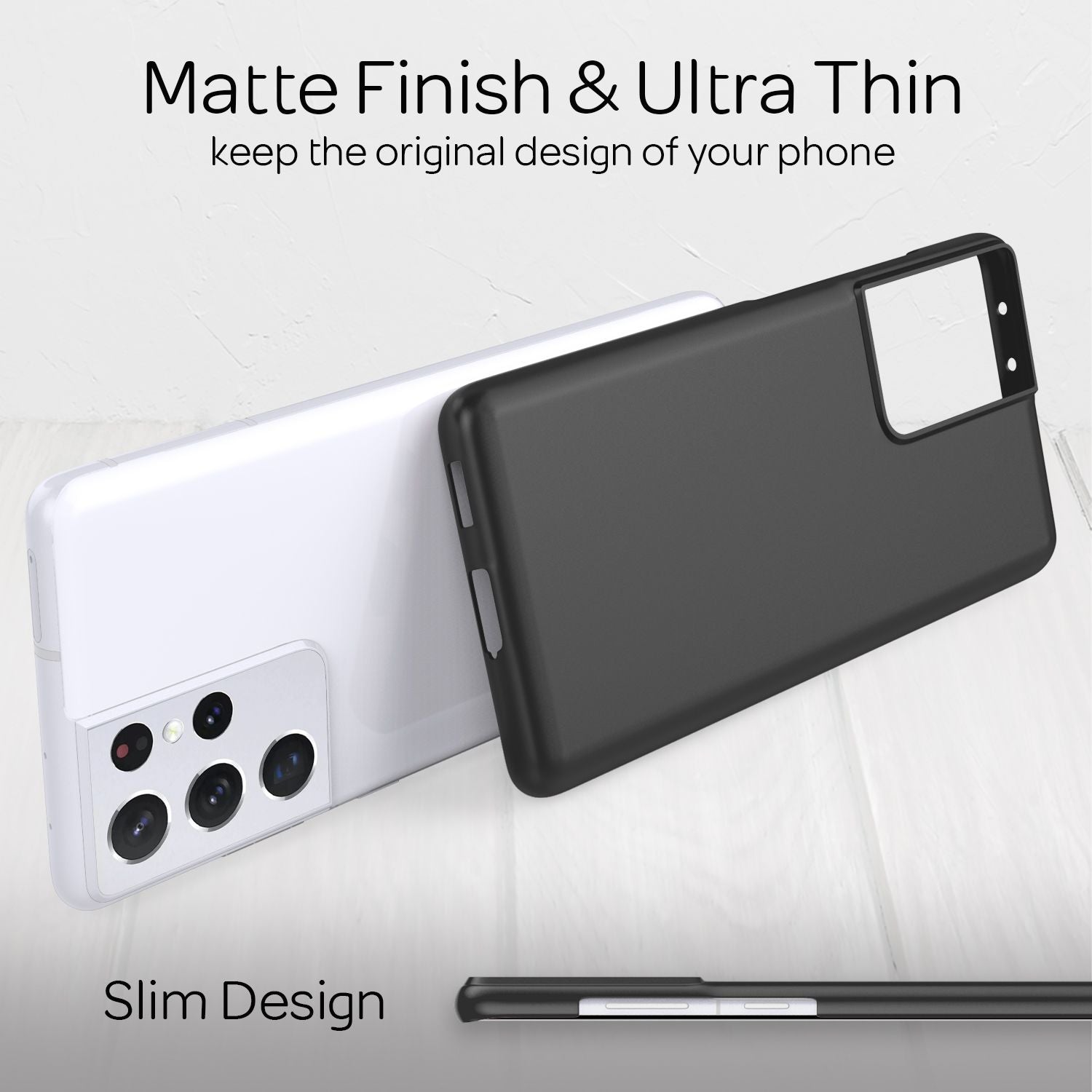 NALIA Hard Case für Samsung Galaxy S21 Ultra, Dünn Cover Handy Hülle Case Bumper Schwarz NALIA SlimFit Hülle