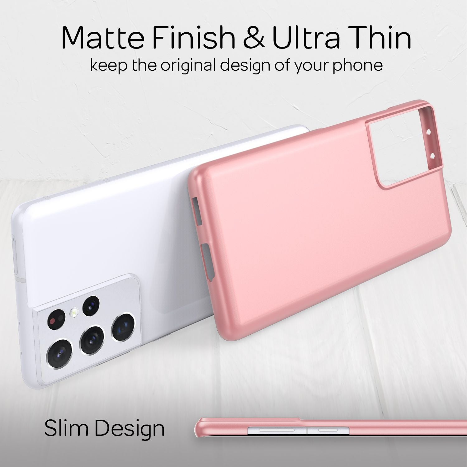 NALIA Hard Case für Samsung Galaxy S21 Ultra, Dünn Cover Handy Hülle Case Bumper Rose Gold NALIA SlimFit Hülle