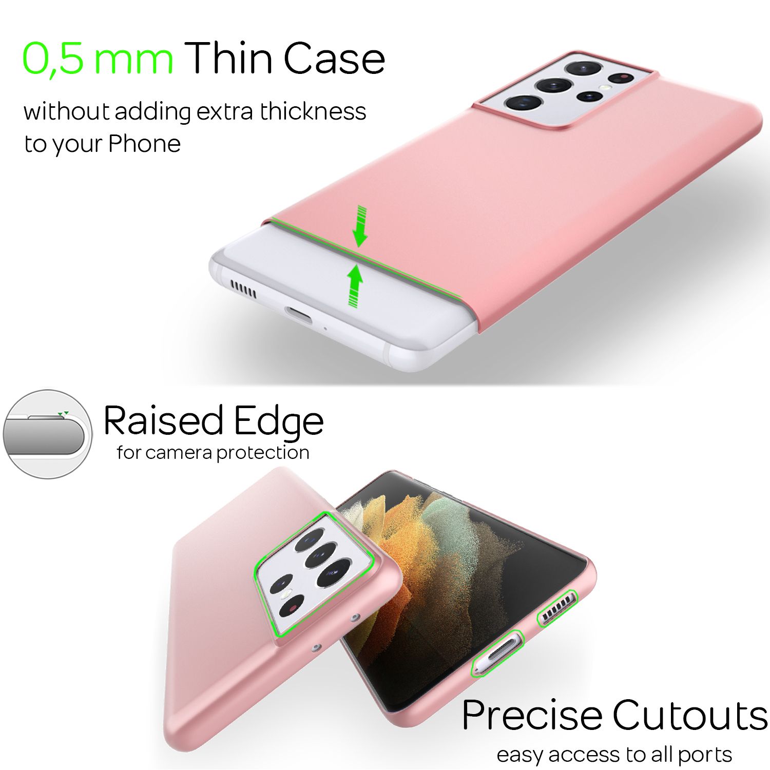 NALIA Hard Case für Samsung Galaxy S21 Ultra, Dünn Cover Handy Hülle Case Bumper Rose Gold NALIA SlimFit Hülle