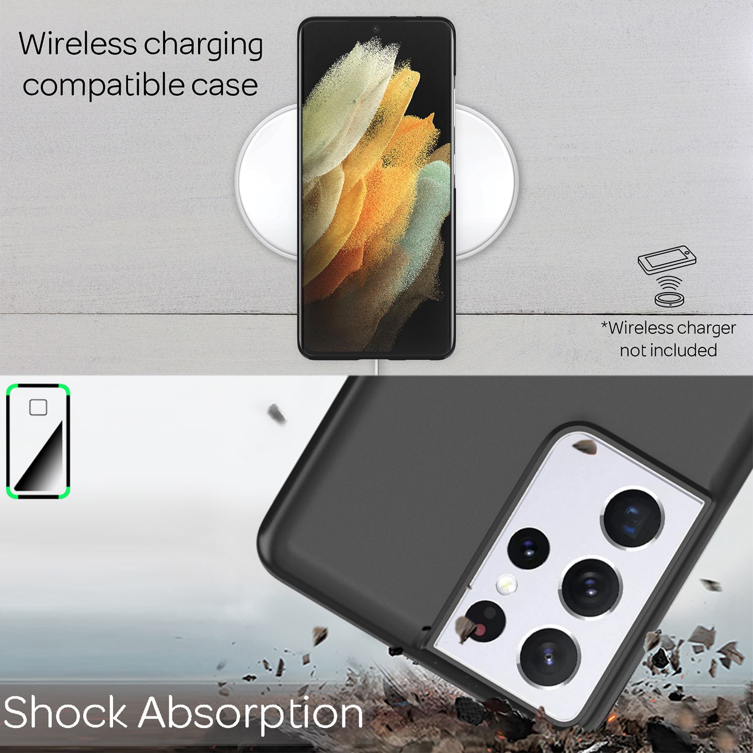 NALIA Hard Case für Samsung Galaxy S21 Ultra, Dünn Cover Handy Hülle Case Bumper Schwarz NALIA SlimFit Hülle