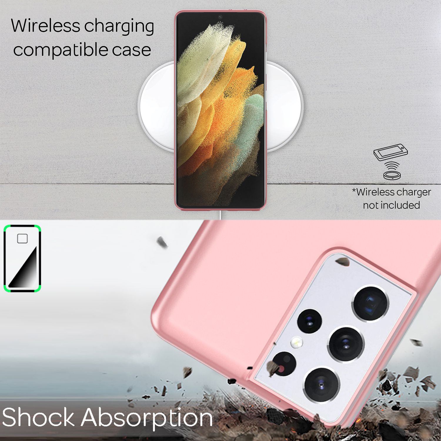 NALIA Hard Case für Samsung Galaxy S21 Ultra, Dünn Cover Handy Hülle Case Bumper Rose Gold NALIA SlimFit Hülle