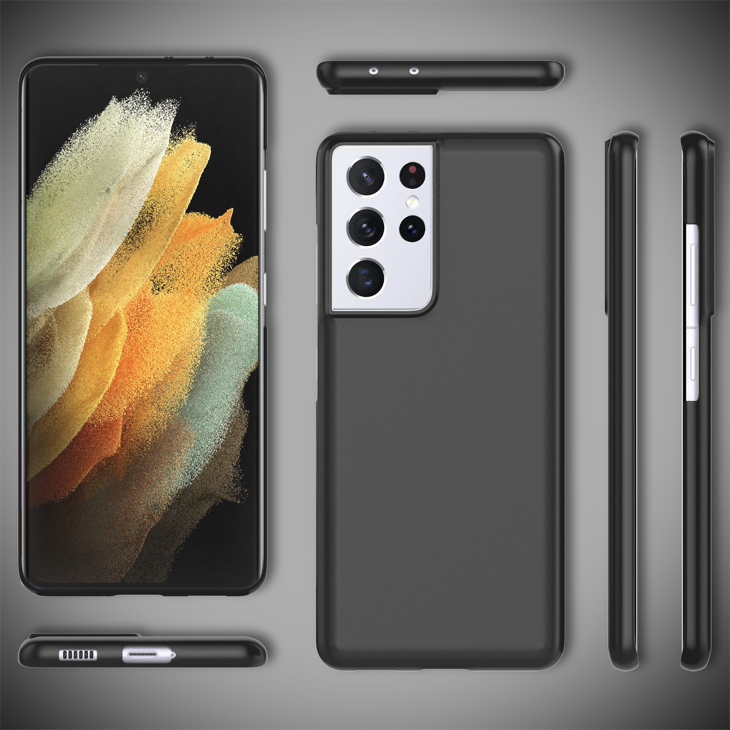 NALIA Hard Case für Samsung Galaxy S21 Ultra, Dünn Cover Handy Hülle Case Bumper Schwarz NALIA SlimFit Hülle