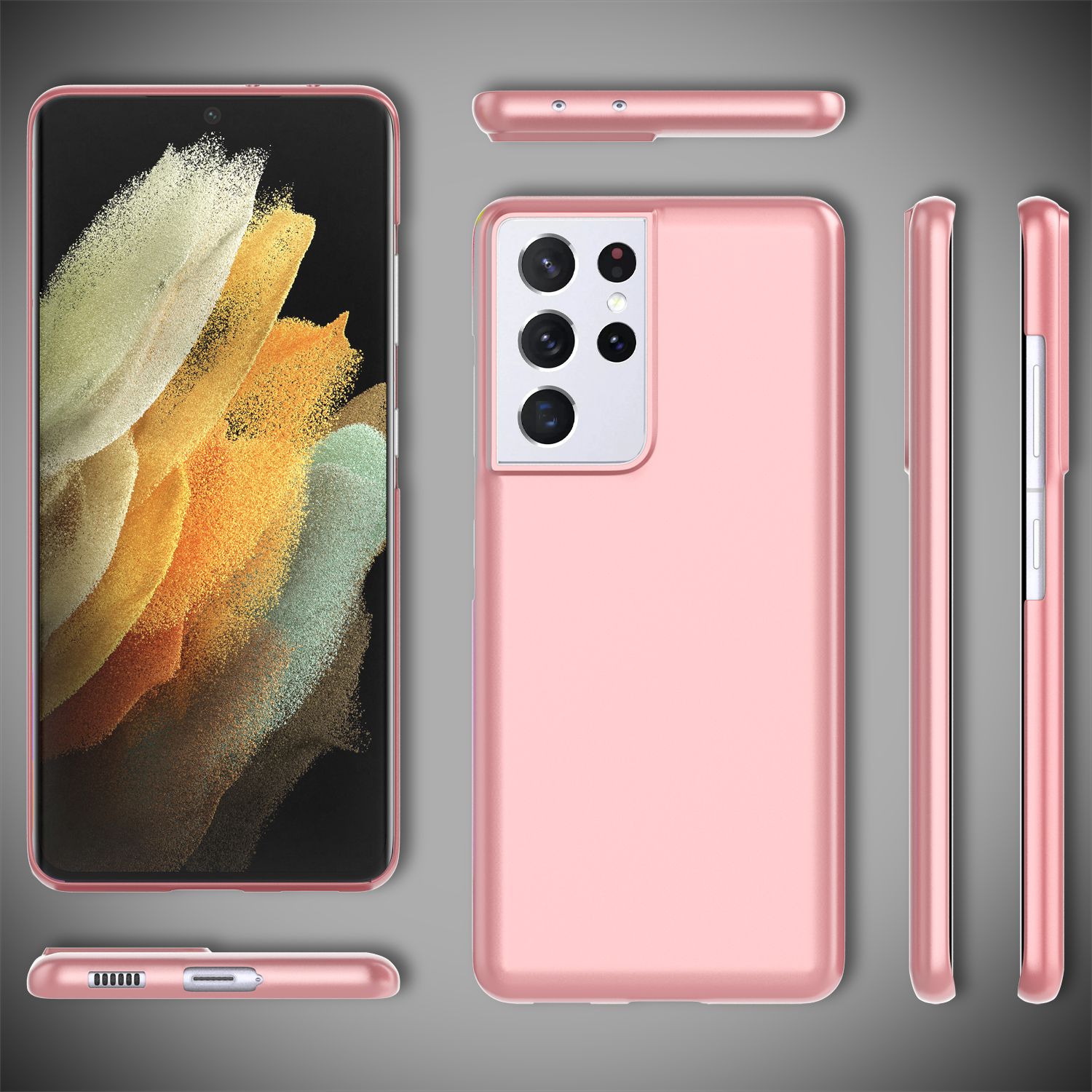 NALIA Hard Case für Samsung Galaxy S21 Ultra, Dünn Cover Handy Hülle Case Bumper Rose Gold NALIA SlimFit Hülle