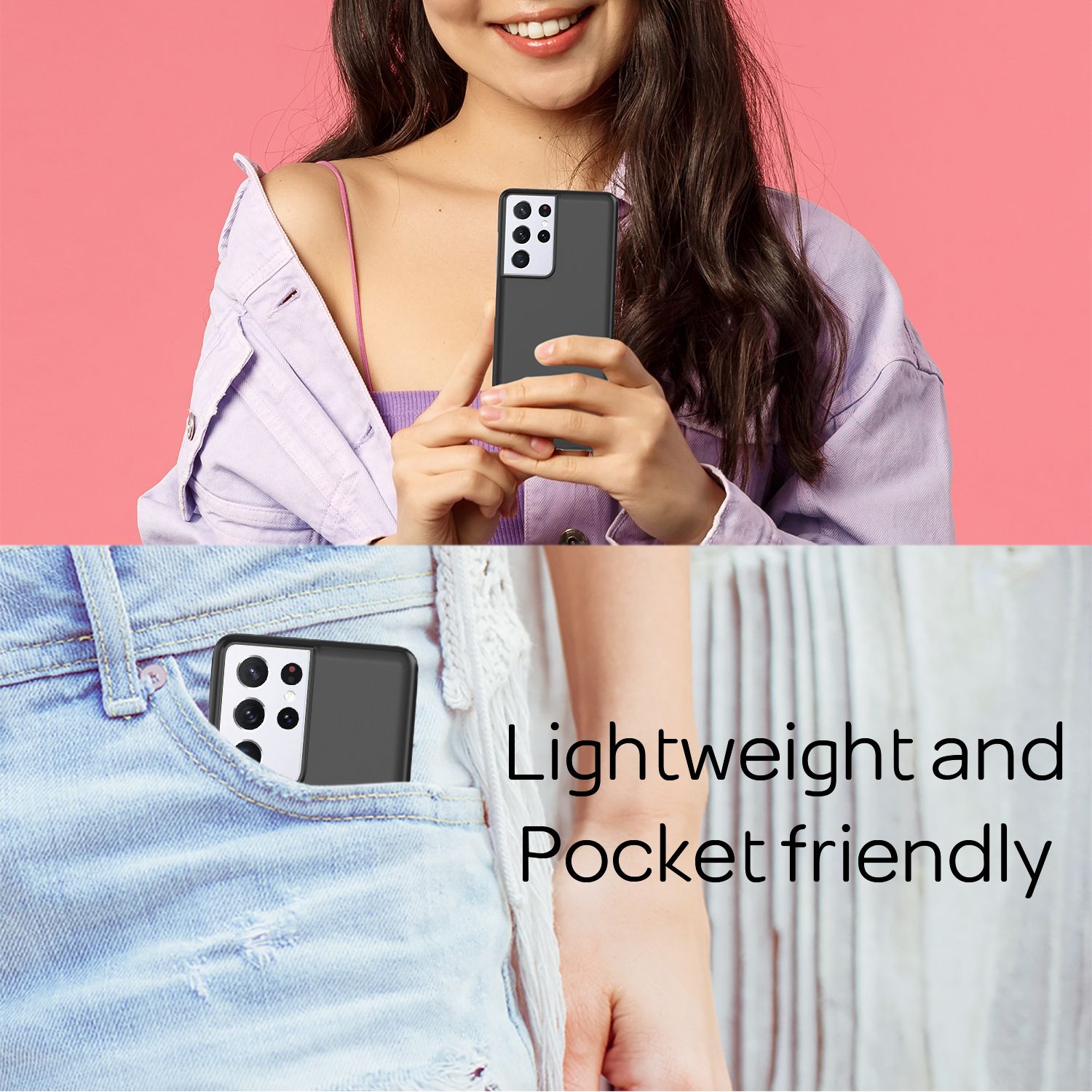 NALIA Hard Case für Samsung Galaxy S21 Ultra, Dünn Cover Handy Hülle Case Bumper Schwarz NALIA SlimFit Hülle