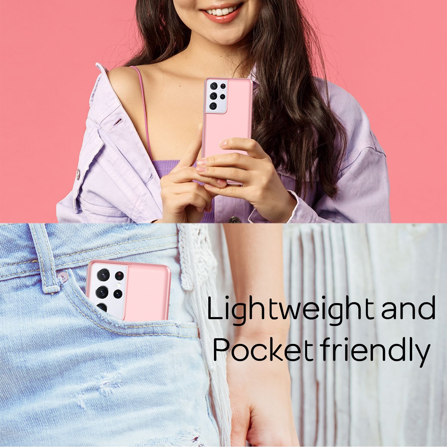 NALIA Hard Case für Samsung Galaxy S21 Ultra, Dünn Cover Handy Hülle Case Bumper Rose Gold NALIA SlimFit Hülle