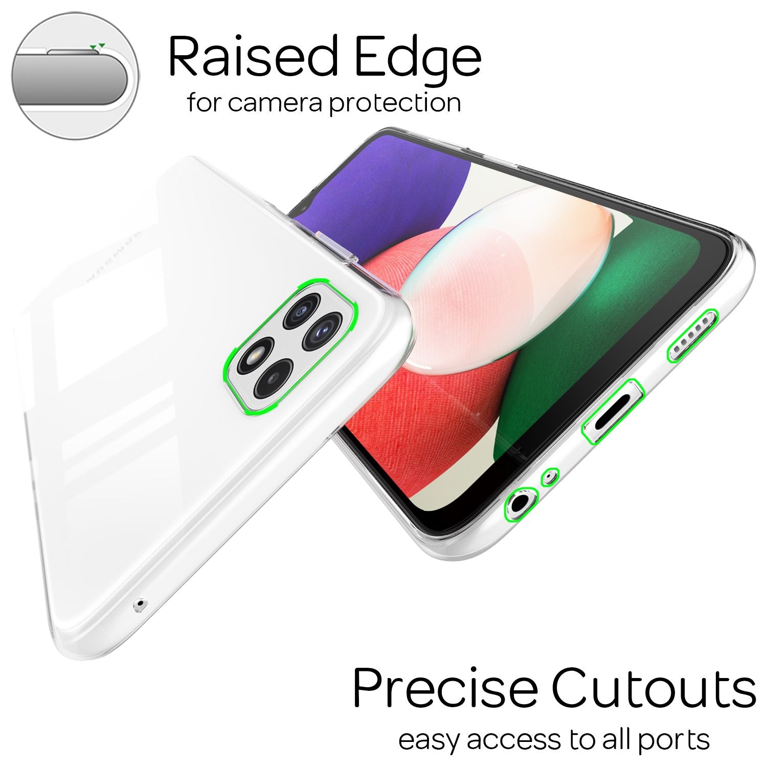 NALIA Silikon Handy Hülle für Samsung Galaxy A22 5G, Transparent Cover Case Klar Default Title NALIA Transparente Hülle