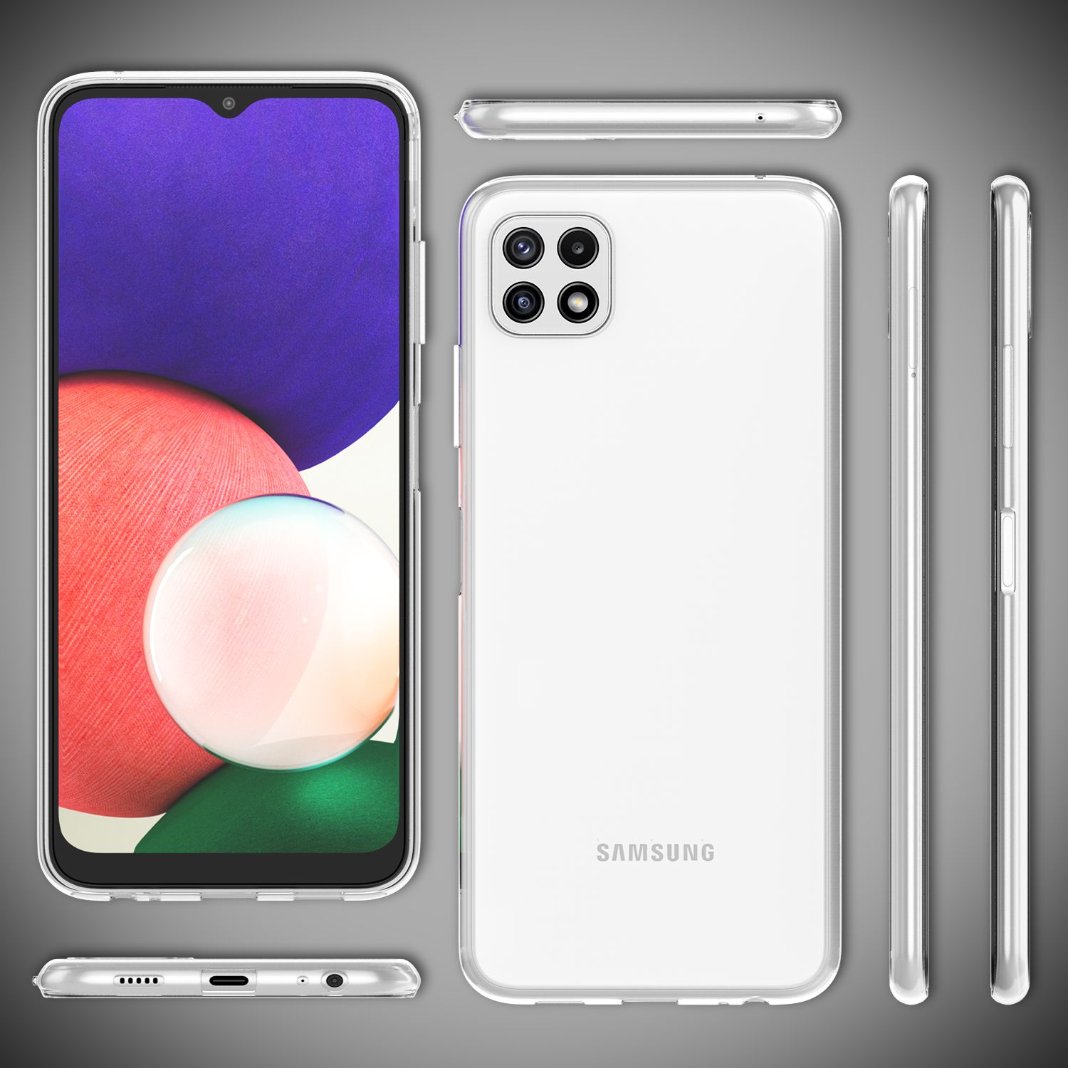 NALIA Silikon Handy Hülle für Samsung Galaxy A22 5G, Transparent Cover Case Klar Default Title NALIA Transparente Hülle