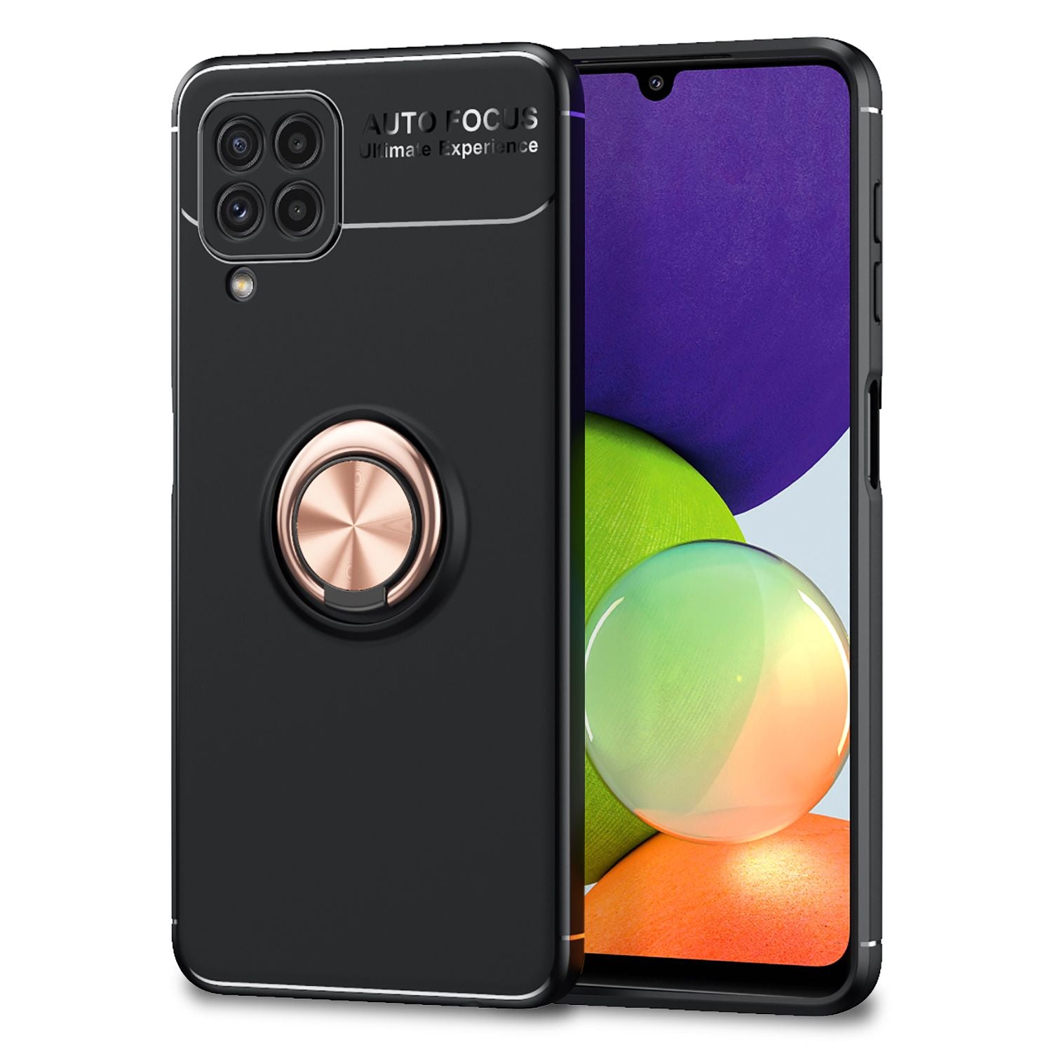 NALIA Matt-Schwarze Ringhülle für Samsung Galaxy A22, 360° Ring für Standfunktion Rose Gold NALIA Protective Hülle