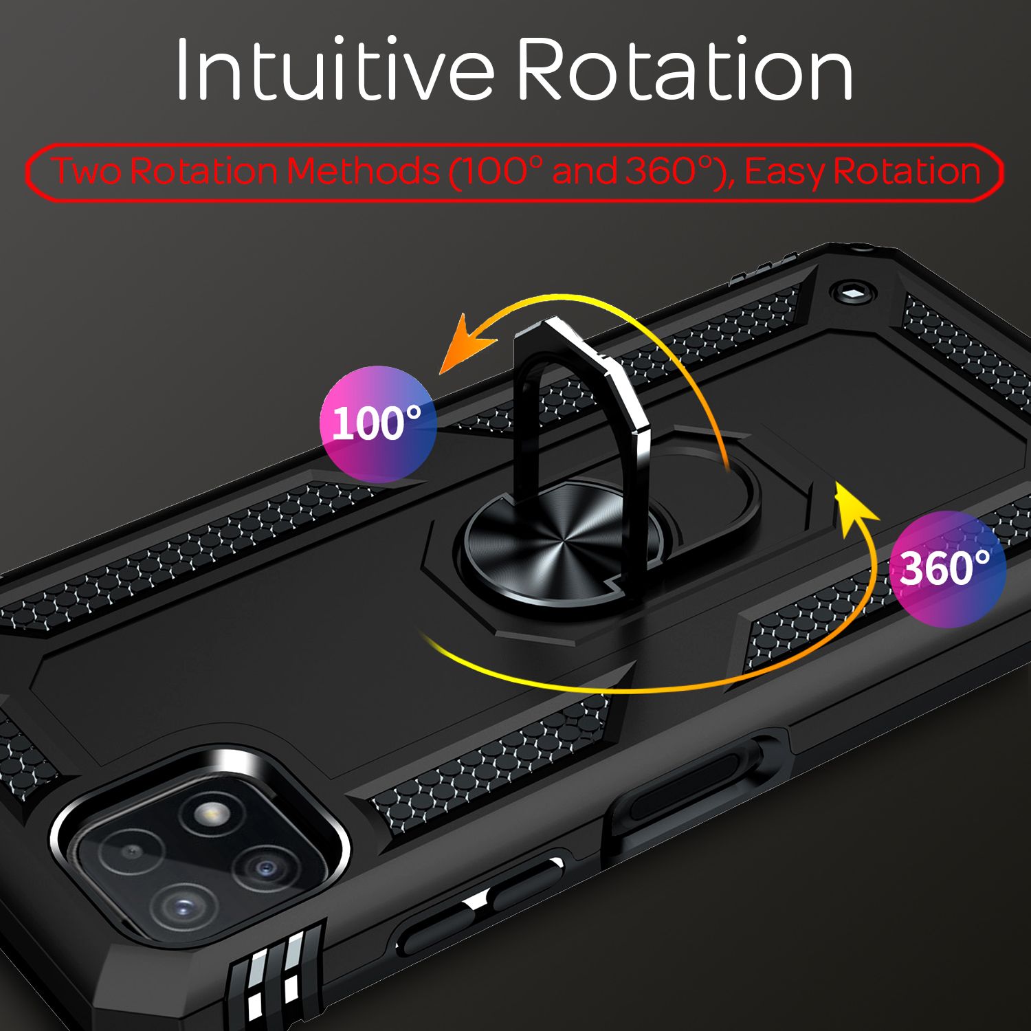 NALIA Military-Style Ringhülle für Samsung Galaxy A22 5G, Extrem Schützend Robust Schwarz NALIA Protective Hülle