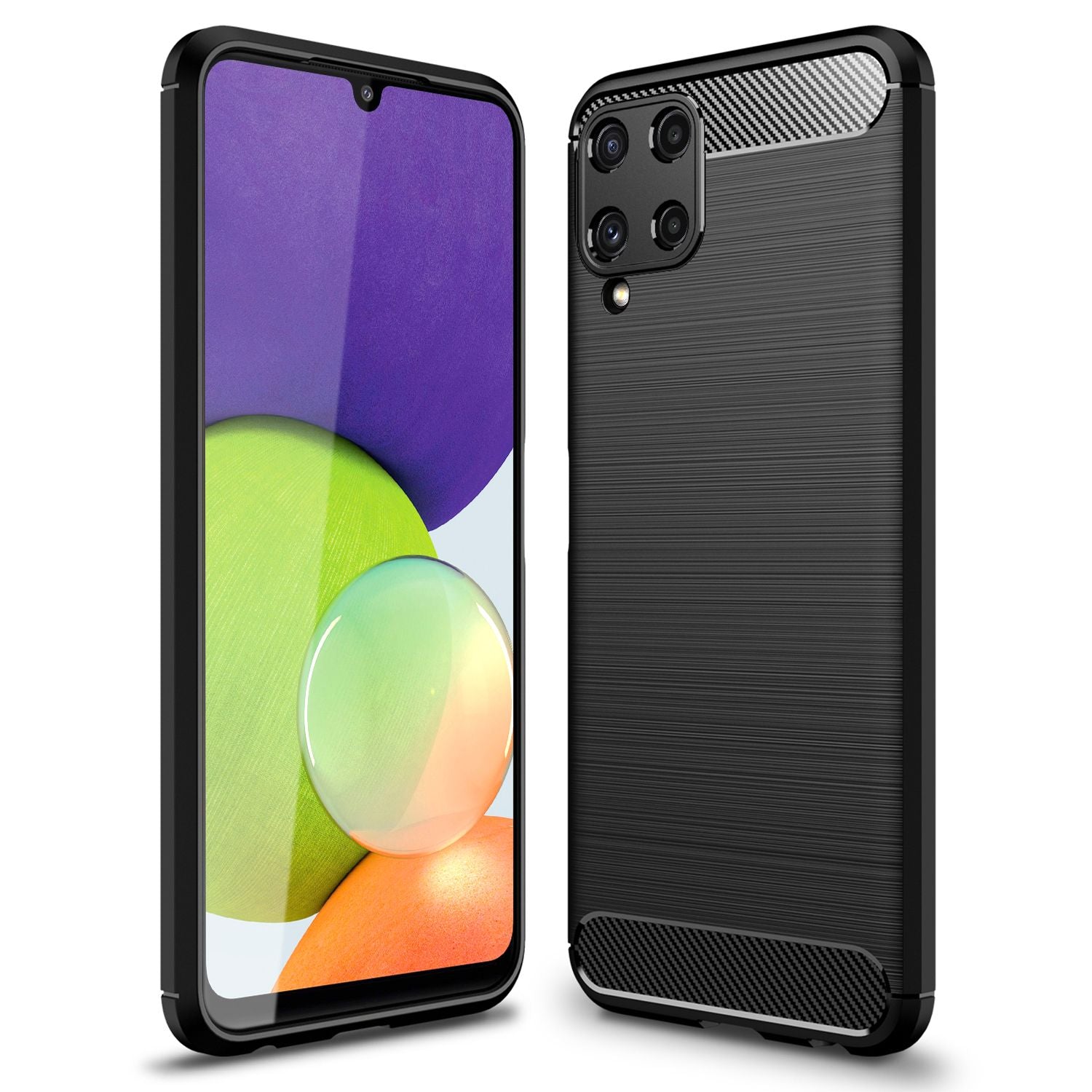 NALIA Carbon Look Case für Samsung Galaxy A22, Matt-Schwarze Silikonhülle Cover Default Title NALIA Protective Hülle