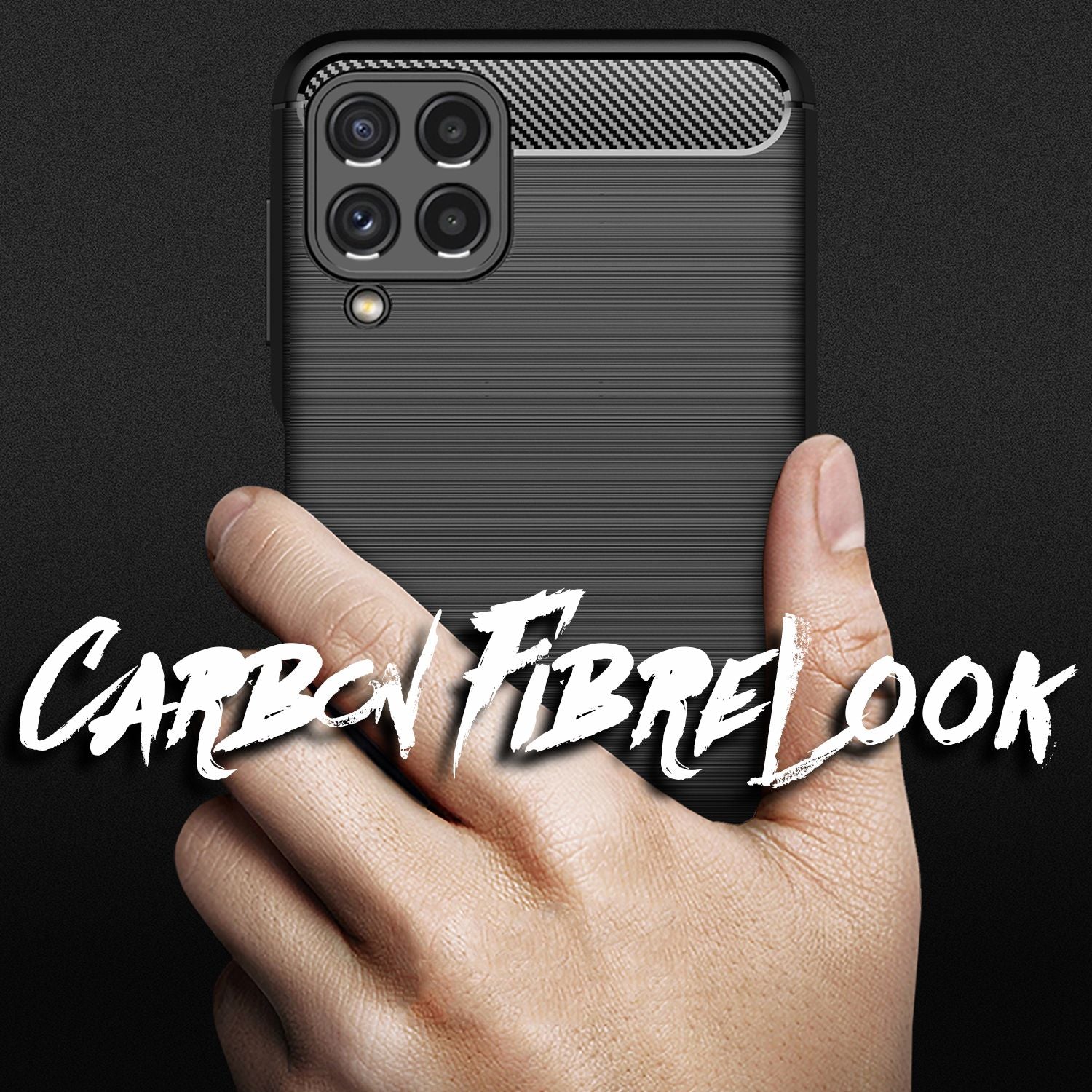 NALIA Carbon Look Case für Samsung Galaxy A22, Matt-Schwarze Silikonhülle Cover Default Title NALIA Protective Hülle