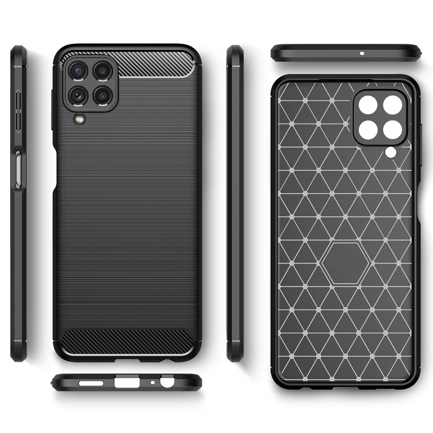 NALIA Carbon Look Case für Samsung Galaxy A22, Matt-Schwarze Silikonhülle Cover Default Title NALIA Protective Hülle