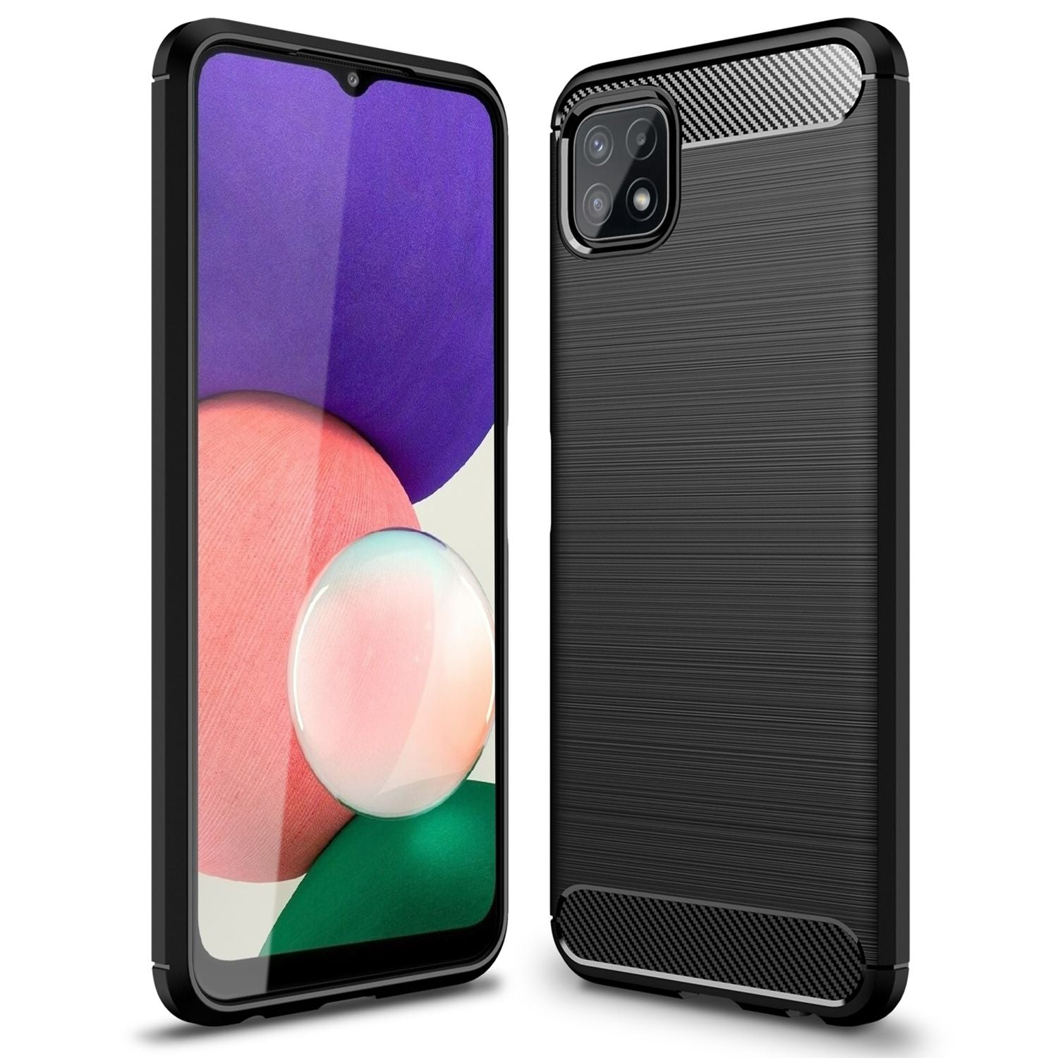 NALIA Carbon Look Case für Samsung Galaxy A22 5G, Matt-Schwarze Silikonhülle Default Title NALIA Protective Hülle