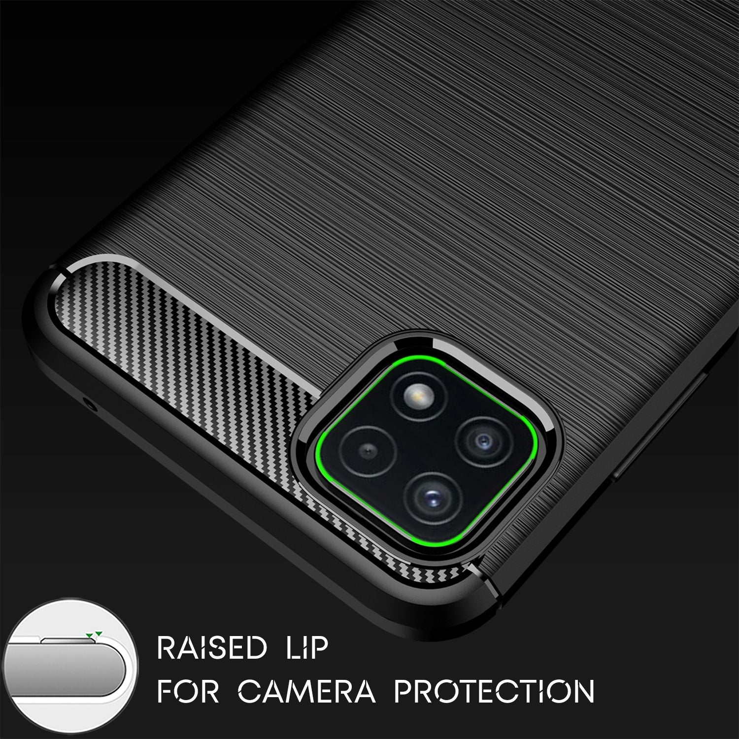 NALIA Carbon Look Case für Samsung Galaxy A22 5G, Matt-Schwarze Silikonhülle Default Title NALIA Protective Hülle