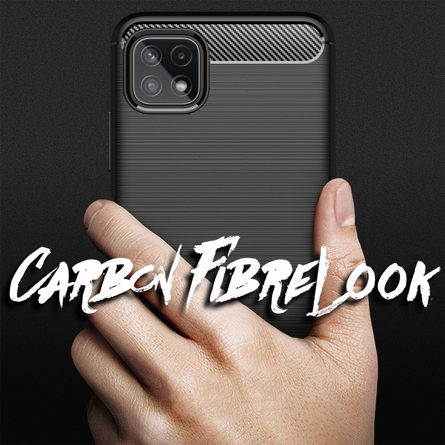 NALIA Carbon Look Case für Samsung Galaxy A22 5G, Matt-Schwarze Silikonhülle Default Title NALIA Protective Hülle