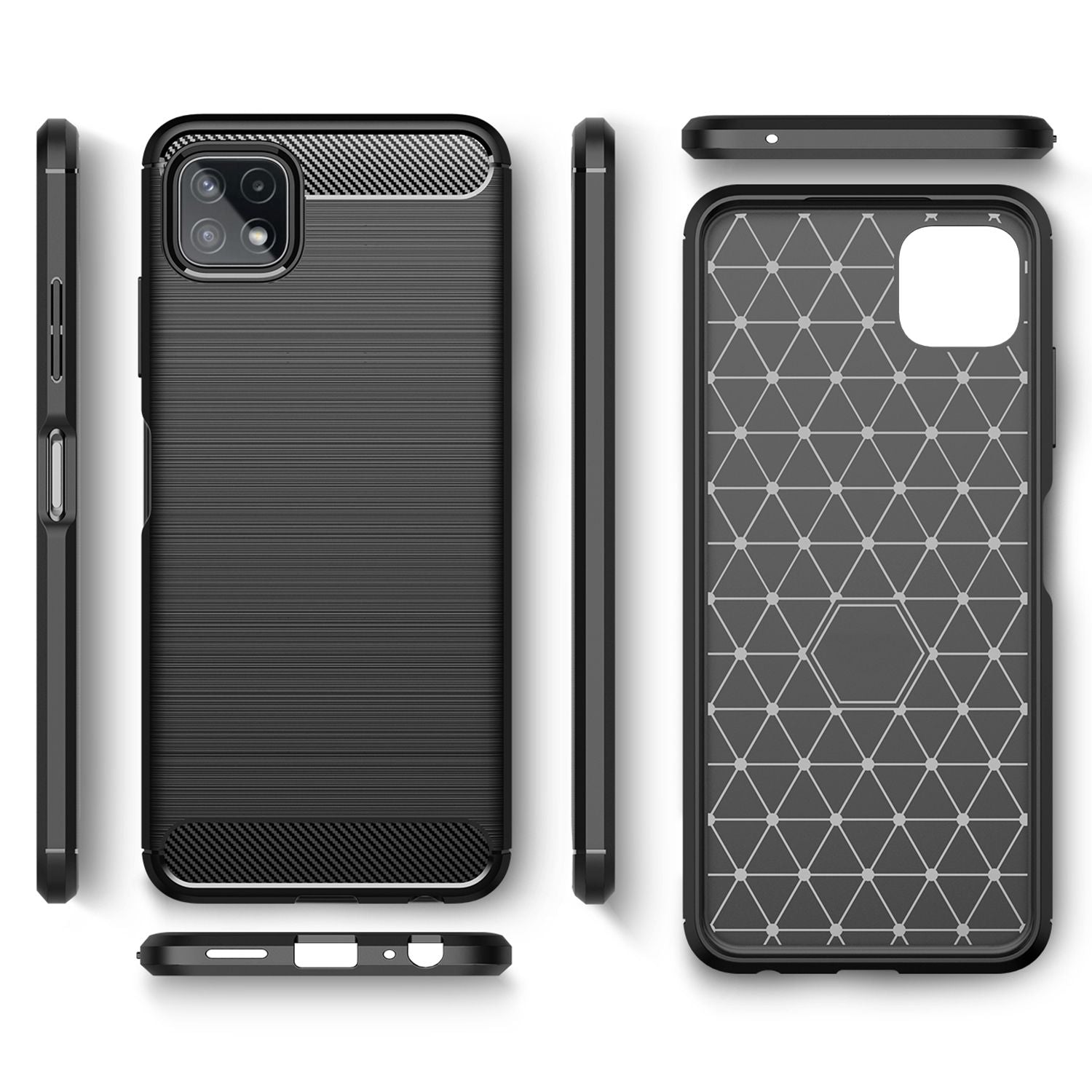 NALIA Carbon Look Case für Samsung Galaxy A22 5G, Matt-Schwarze Silikonhülle Default Title NALIA Protective Hülle