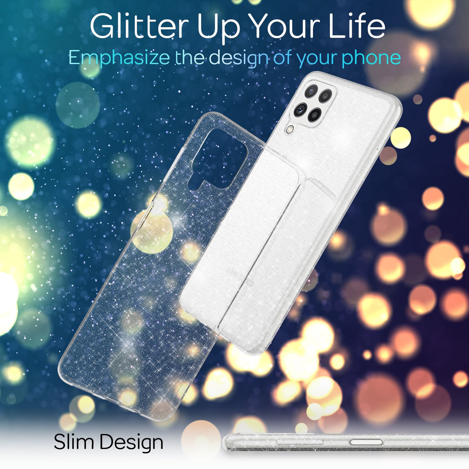 NALIA Klare Glitzerhülle für Samsung Galaxy A22, Durchsichtig Vergilbungsfrei Glitter Case Default Title NALIA Transparente Hülle