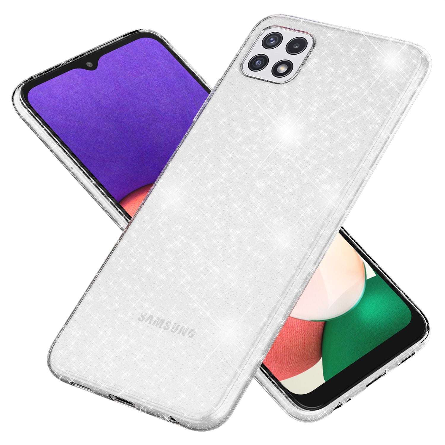 NALIA Klare Glitzerhülle für Samsung Galaxy A22 5G, Durchsichtig Vergilbungsfrei Diamant Cover Default Title NALIA Transparente Hülle
