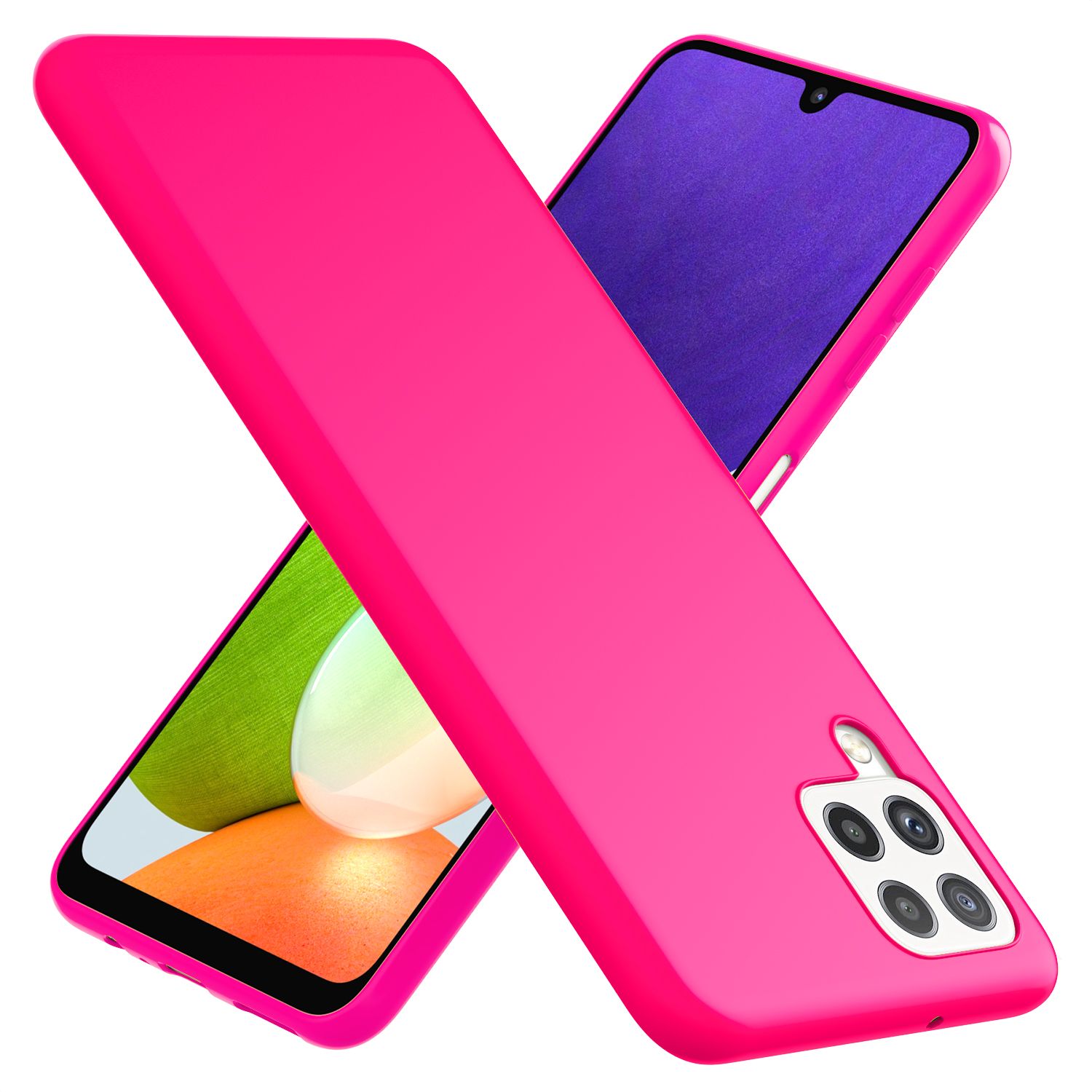 NALIA Bunte Neon Silikonhülle für Samsung Galaxy A22, Intensive Farbe Rutschfest Samtig Gummiert