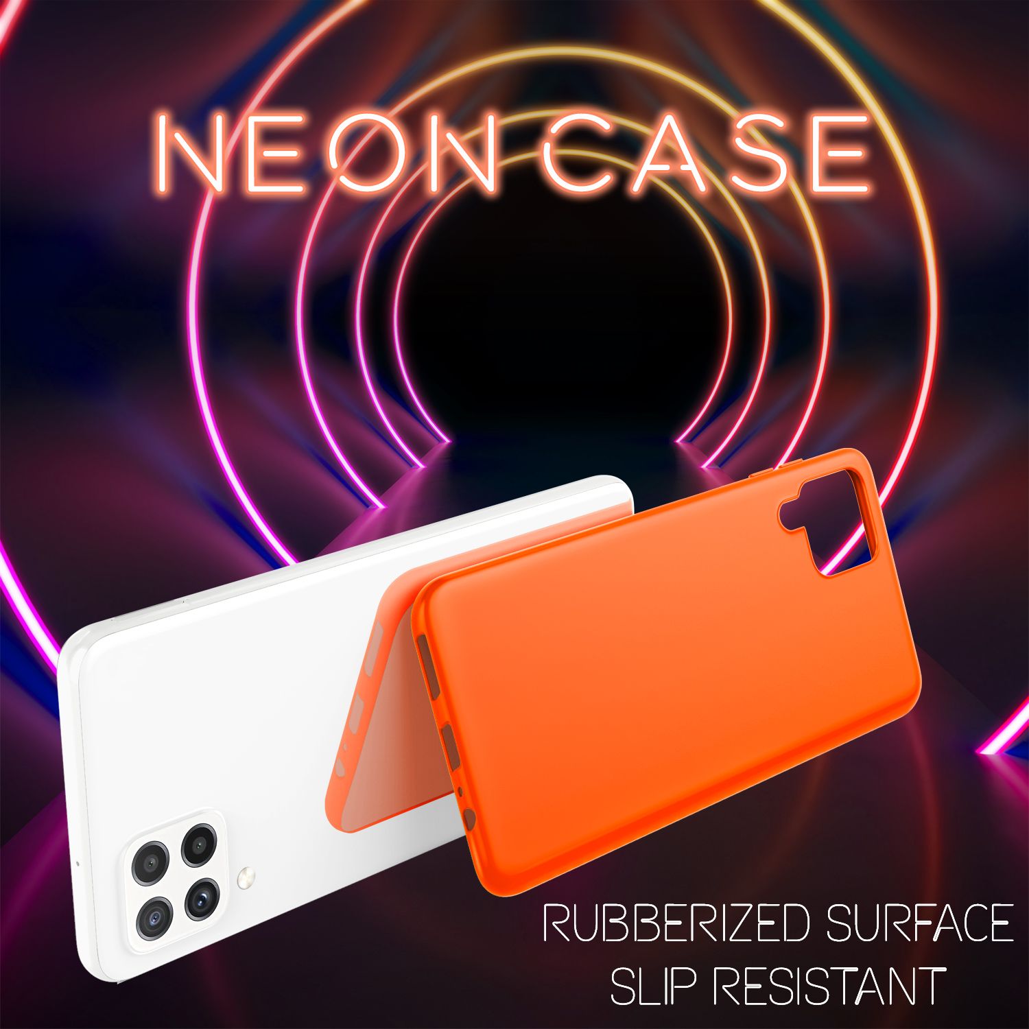 NALIA Bunte Neon Silikonhülle für Samsung Galaxy A22, Intensive Farbe Rutschfest Samtig Gummiert