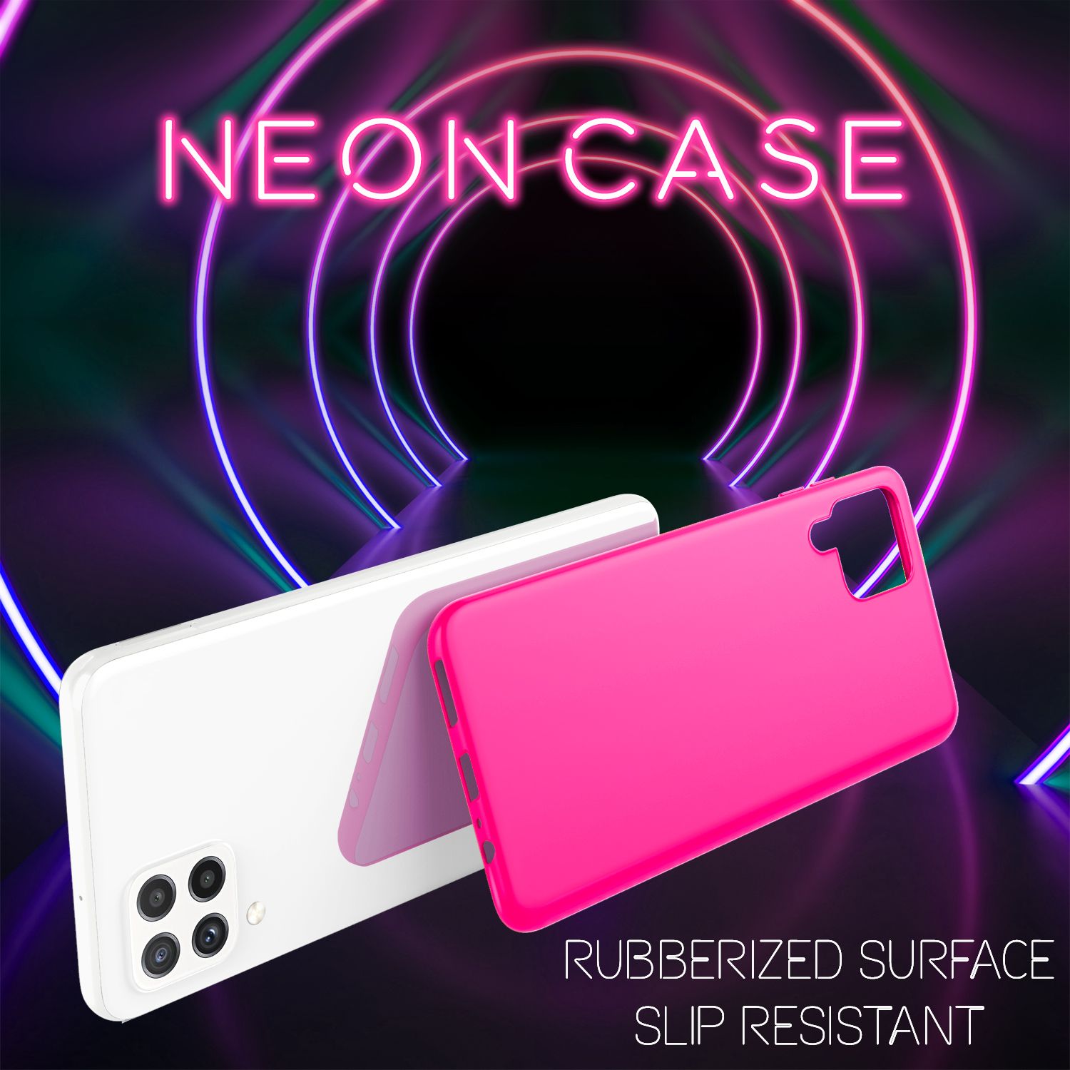 NALIA Bunte Neon Silikonhülle für Samsung Galaxy A22, Intensive Farbe Rutschfest Samtig Gummiert