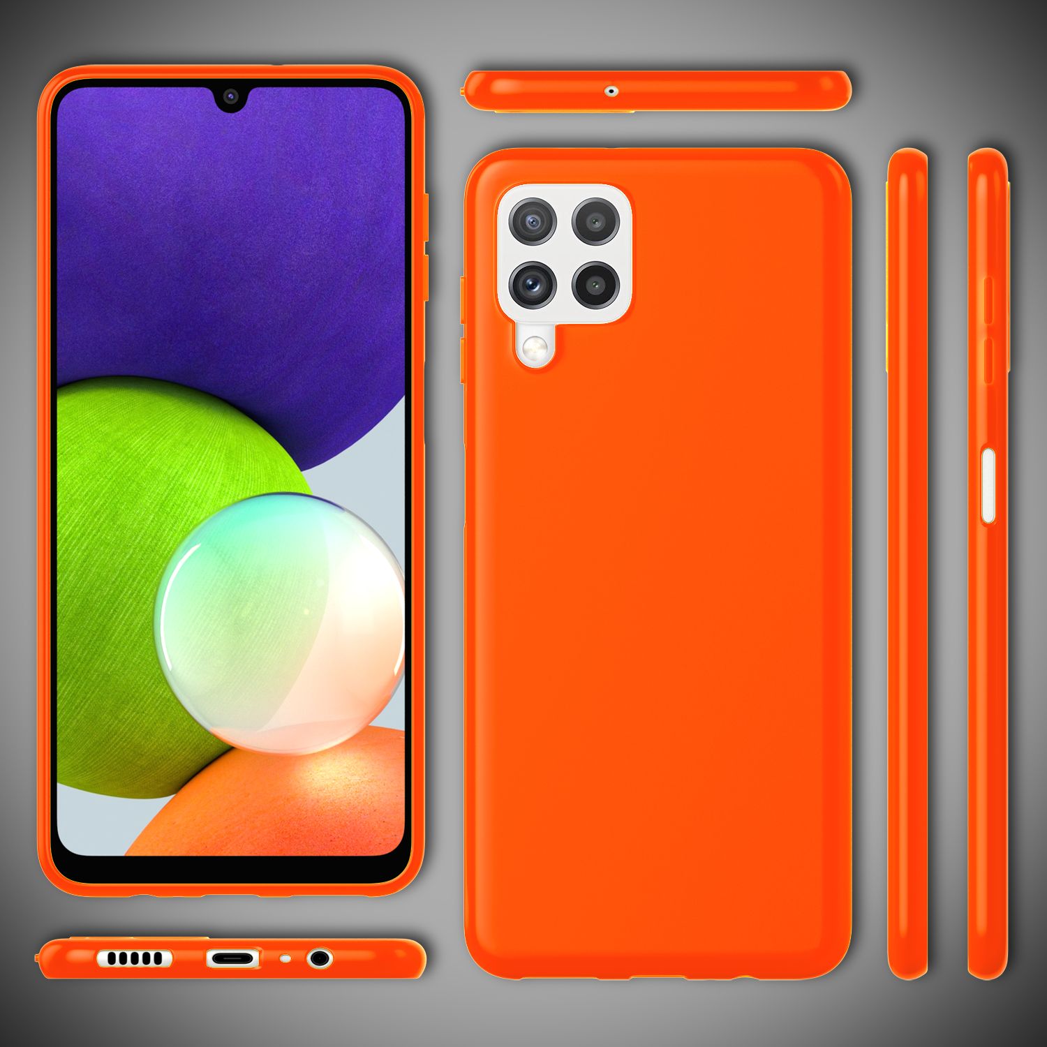 NALIA Bunte Neon Silikonhülle für Samsung Galaxy A22, Intensive Farbe Rutschfest Samtig Gummiert