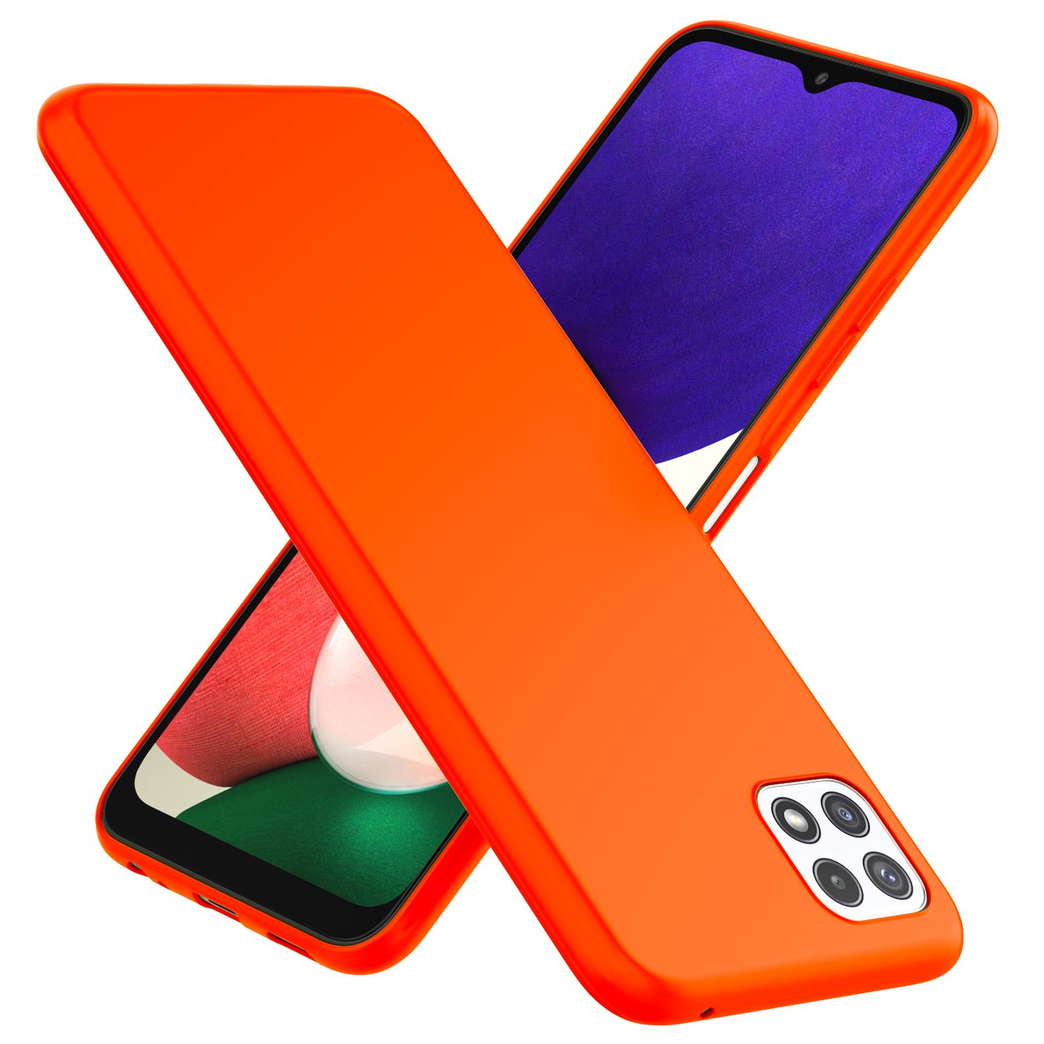 NALIA Bunte Neon Silikonhülle für Samsung Galaxy A22 5G, Intensive Farbe Rutschfest Samtig Gummiert