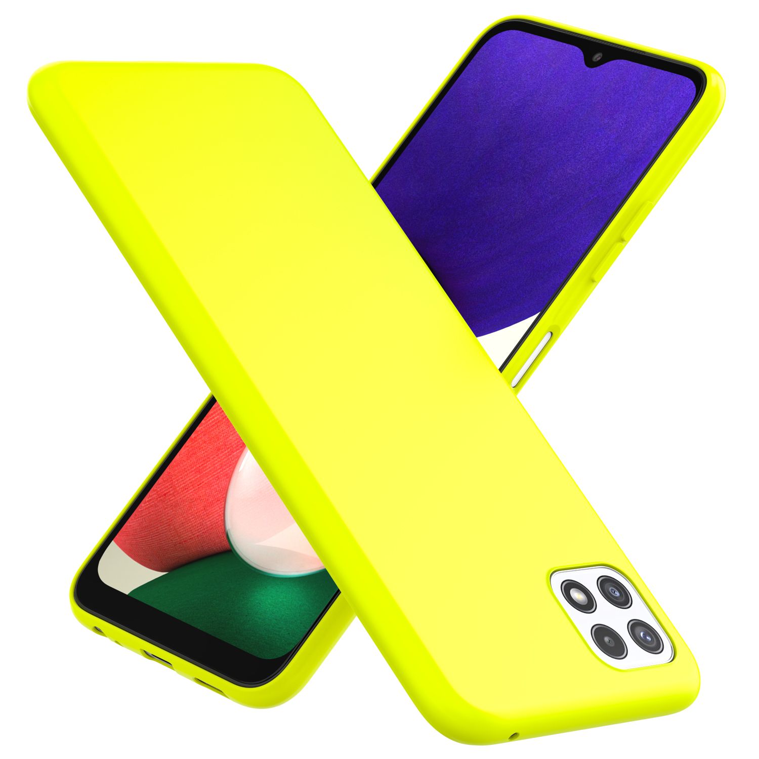 NALIA Bunte Neon Silikonhülle für Samsung Galaxy A22 5G, Intensive Farbe Rutschfest Samtig Gummiert