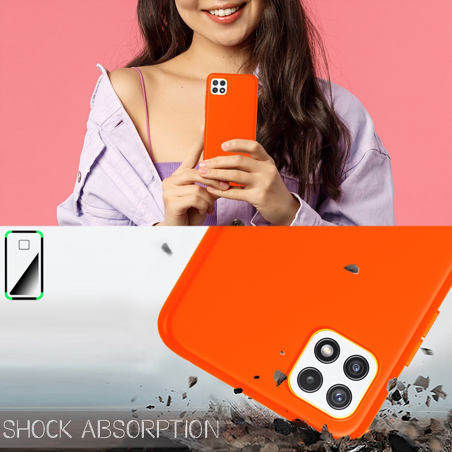 NALIA Bunte Neon Silikonhülle für Samsung Galaxy A22 5G, Intensive Farbe Rutschfest Samtig Gummiert