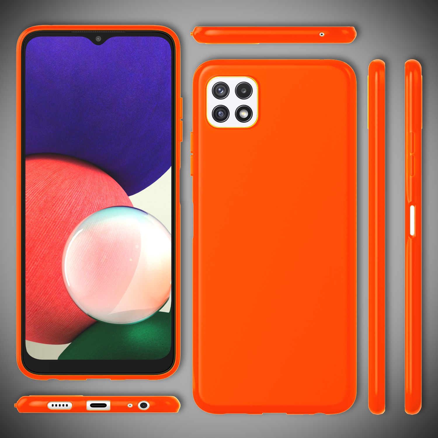 NALIA Bunte Neon Silikonhülle für Samsung Galaxy A22 5G, Intensive Farbe Rutschfest Samtig Gummiert