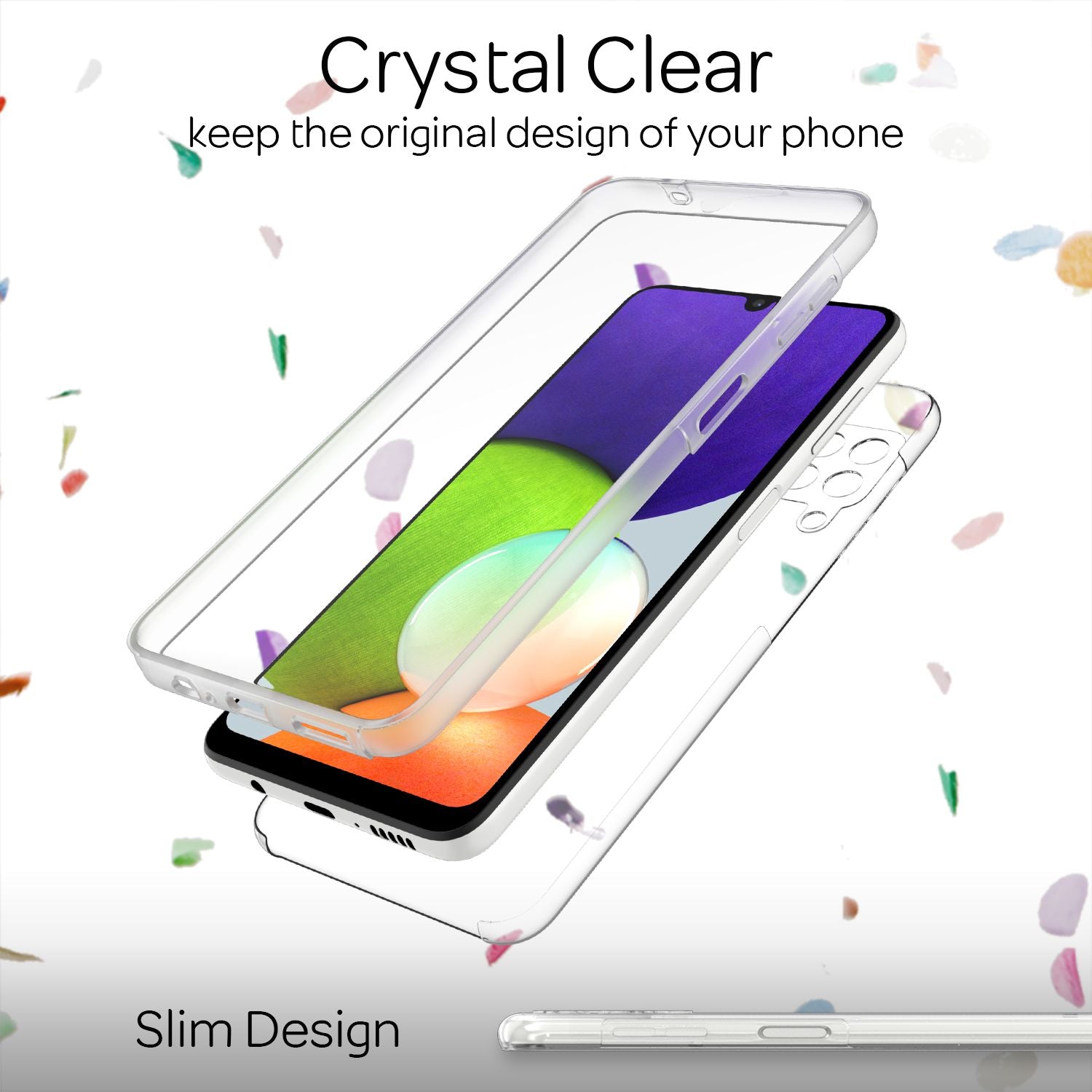 NALIA Klare 360° Schutzhülle für Samsung Galaxy A22, Komplettschutz Transparent Anti-Gelb Durchsichtig Robust Default Title NALIA Transparente Hülle