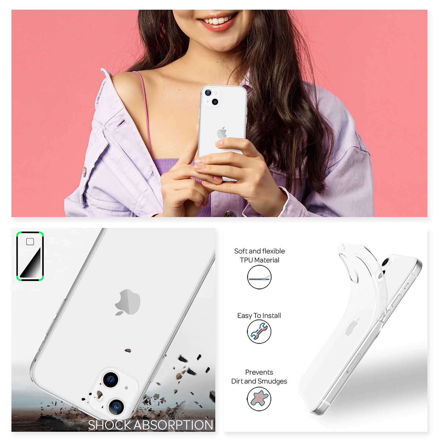 NALIA Silikon Handy Hülle für iPhone 13 Mini, Transparent Cover Case Bumper Etui Default Title NALIA Transparente Hülle