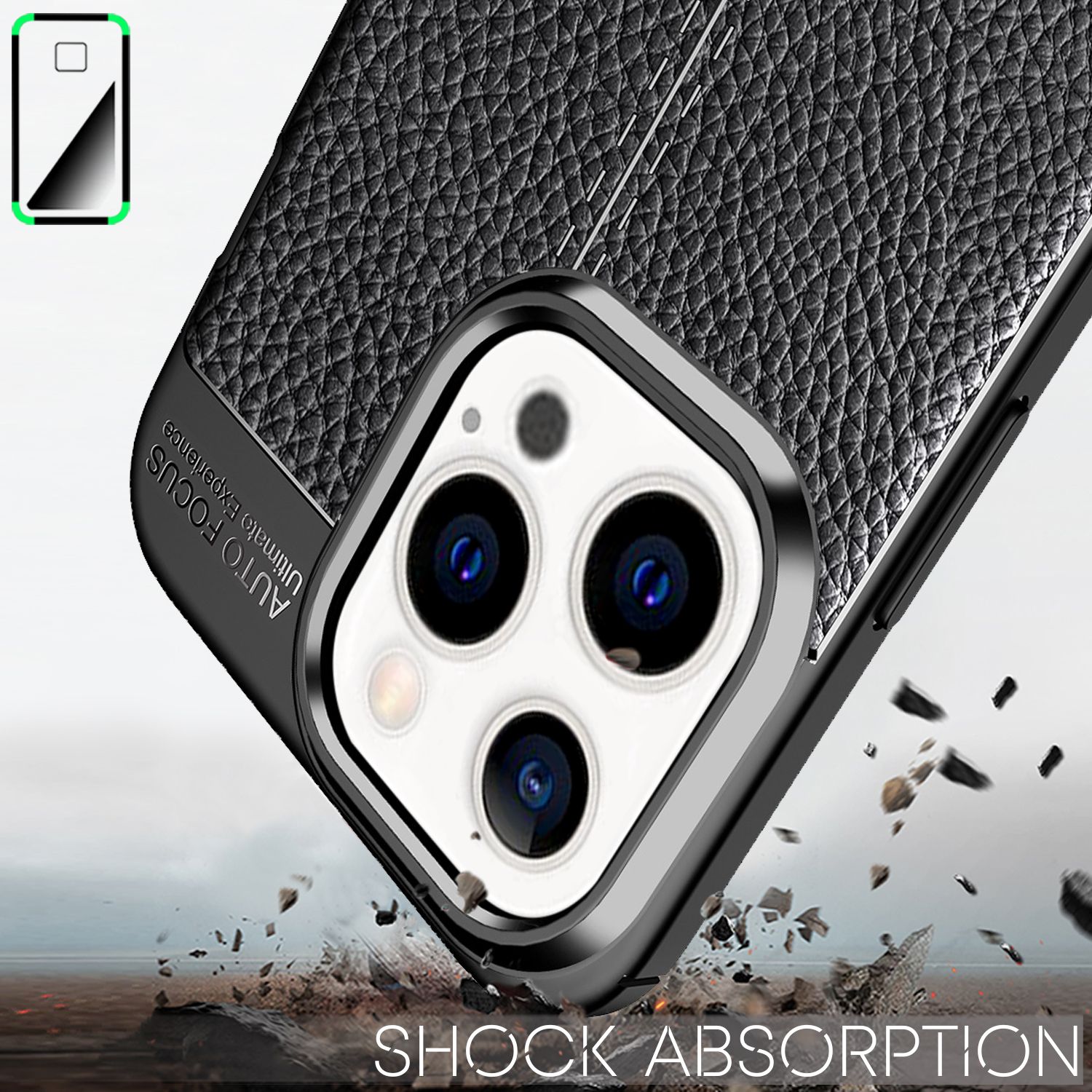 NALIA Leder Look Hülle für iPhone 13 Pro Max, Schwarze Silikonhülle Anti-Fingerabdruck Rutschfest Kratzfest Default Title NALIA Protective Hülle