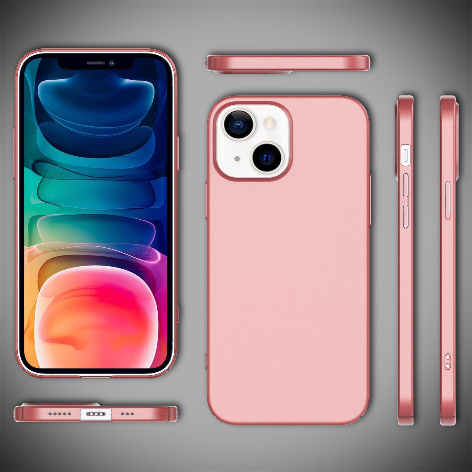 NALIA 0,5mm Dünne Handy Hülle für iPhone 13, Matt Hard Case Cover Bumper Schale