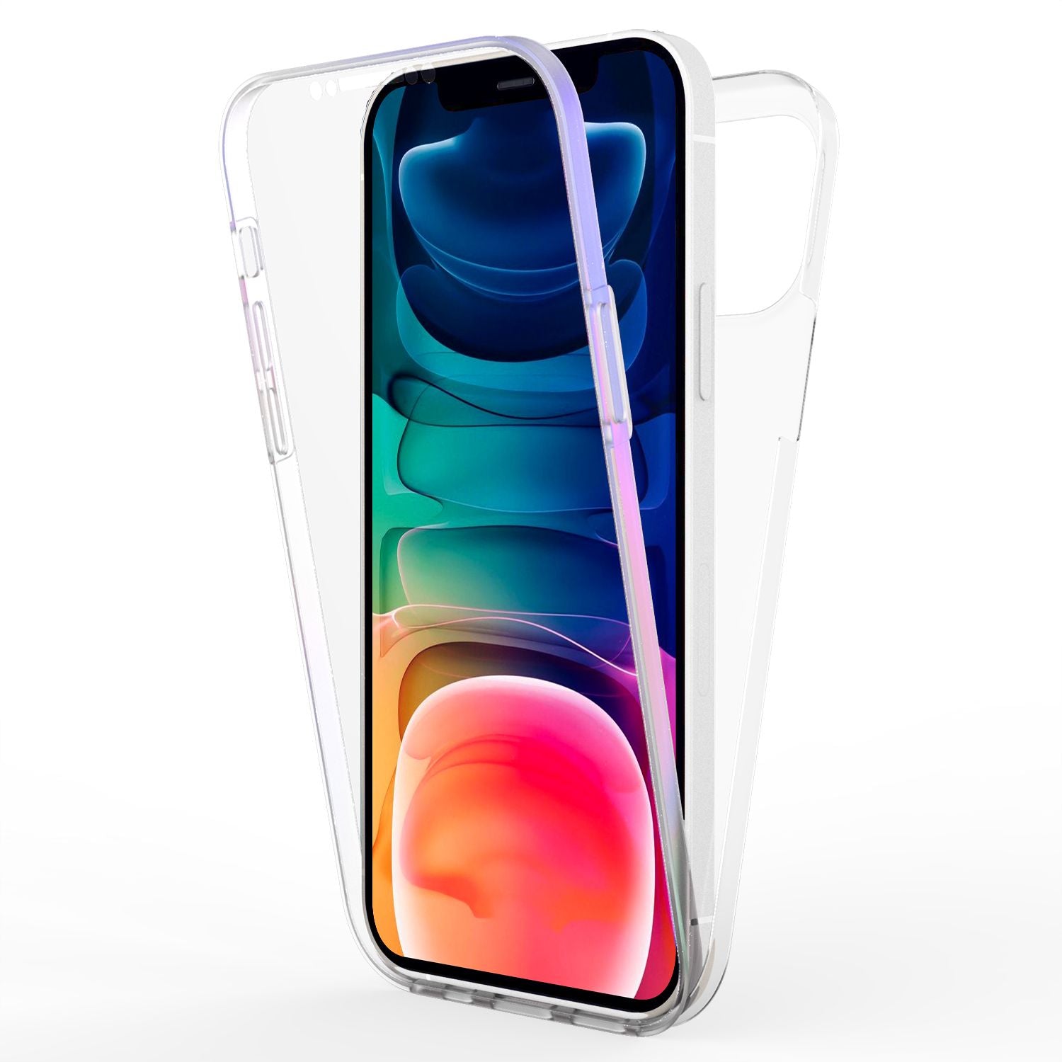 NALIA Klare 360° Schutzhülle für iPhone 13, Komplettschutz Transparent Anti-Gelb Durchsichtig Robust, Hardcase & Silikon & Displayschutz