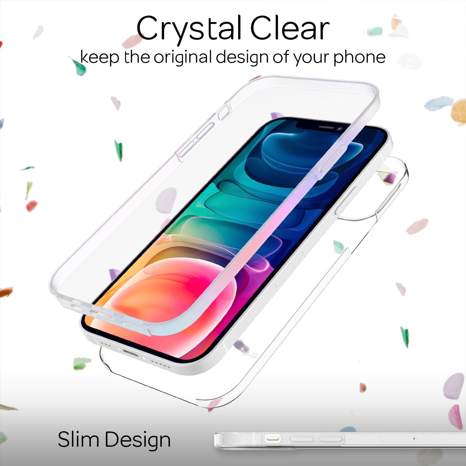NALIA Klare 360° Schutzhülle für iPhone 13, Komplettschutz Transparent Anti-Gelb Durchsichtig Robust, Hardcase & Silikon & Displayschutz Default Title NALIA Transparente Hülle