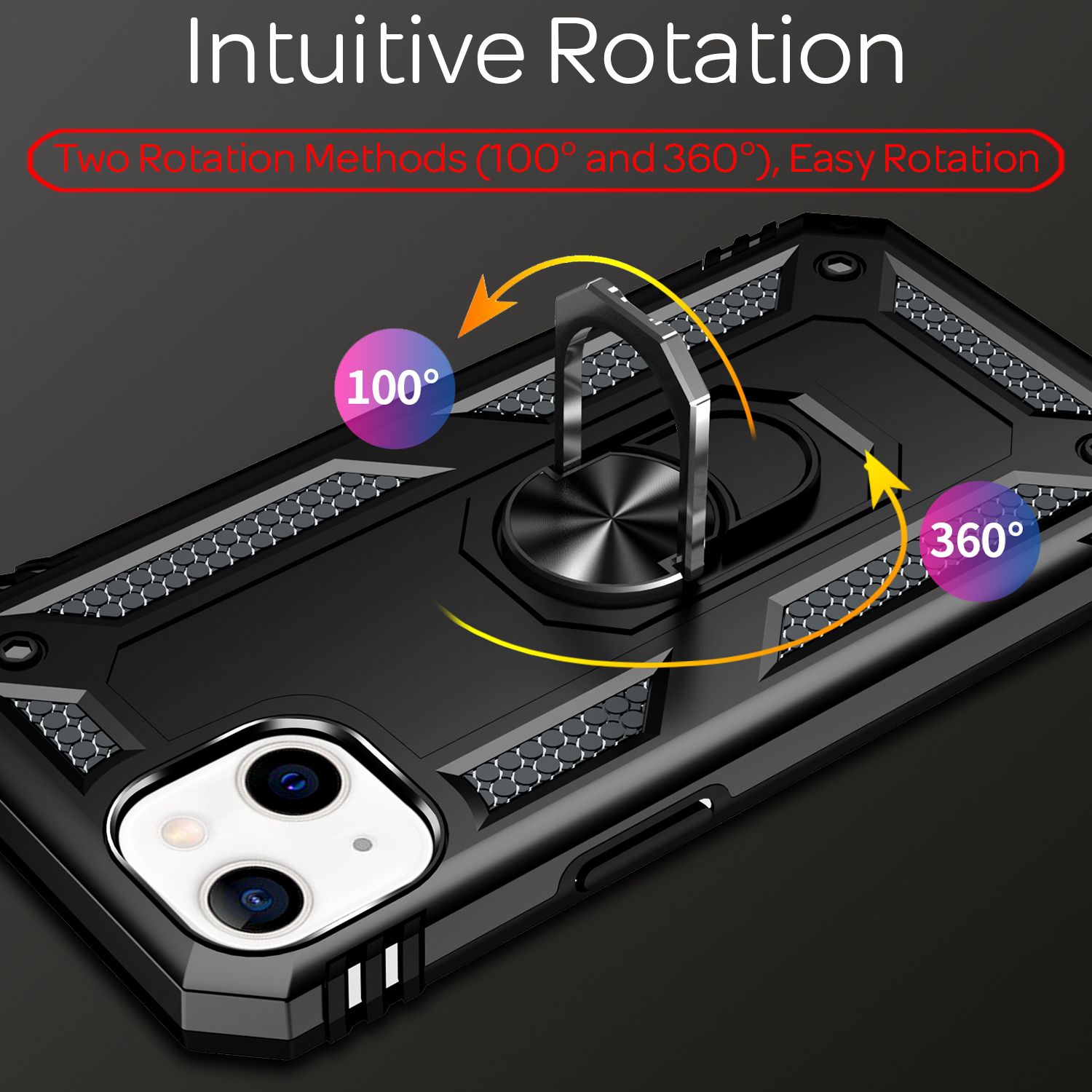 NALIA Ring Hülle für iPhone 13 Mini, Hard Case mit Silikon Bumper Cover Schutz Schwarz NALIA Protective Hülle