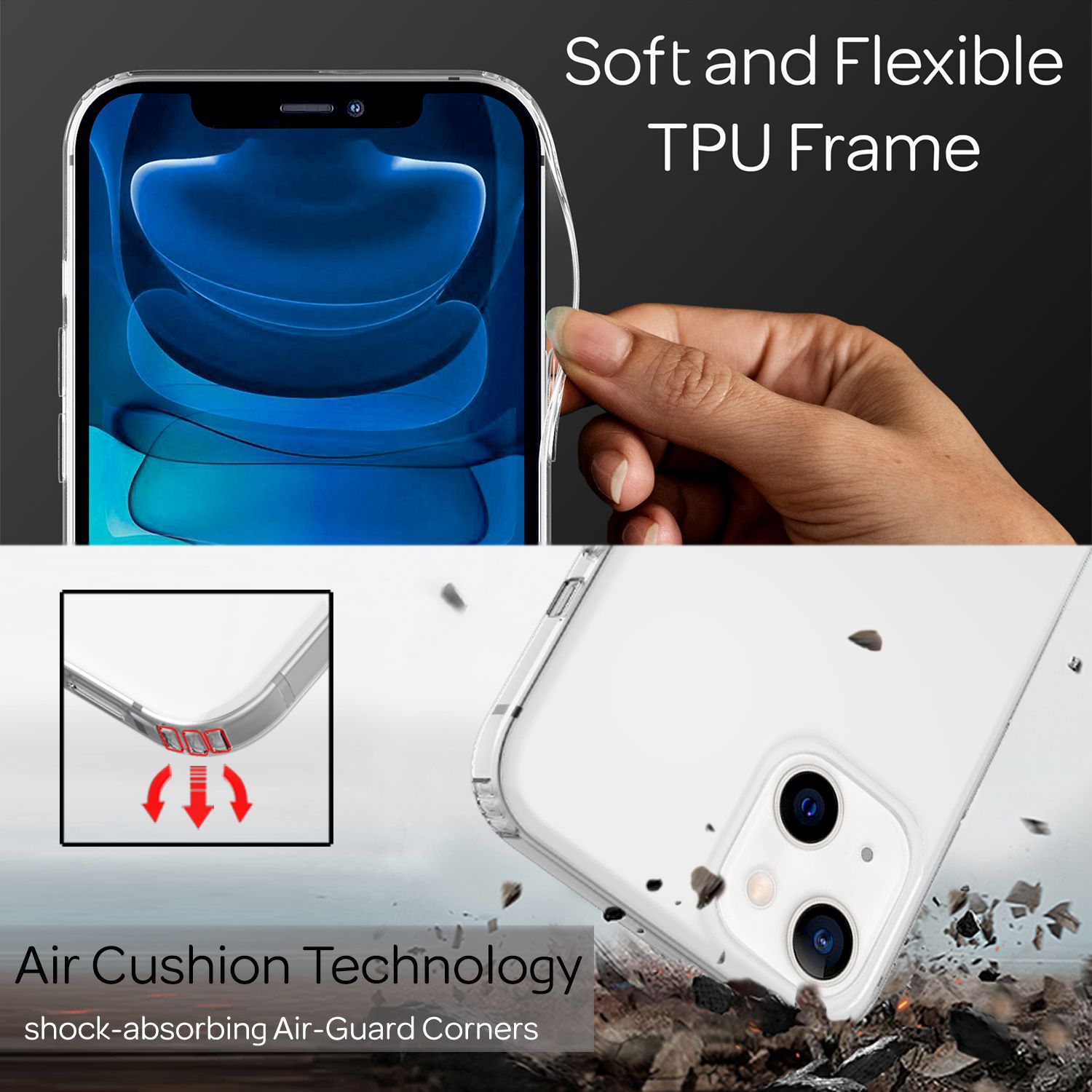 NALIA Klares Kratzfeste Hülle für iPhone 13 Mini, Transparent Anti-Gelb Stoßfest Harte Rückseite & Silikon Rahmen Transparent NALIA Transparente Hülle