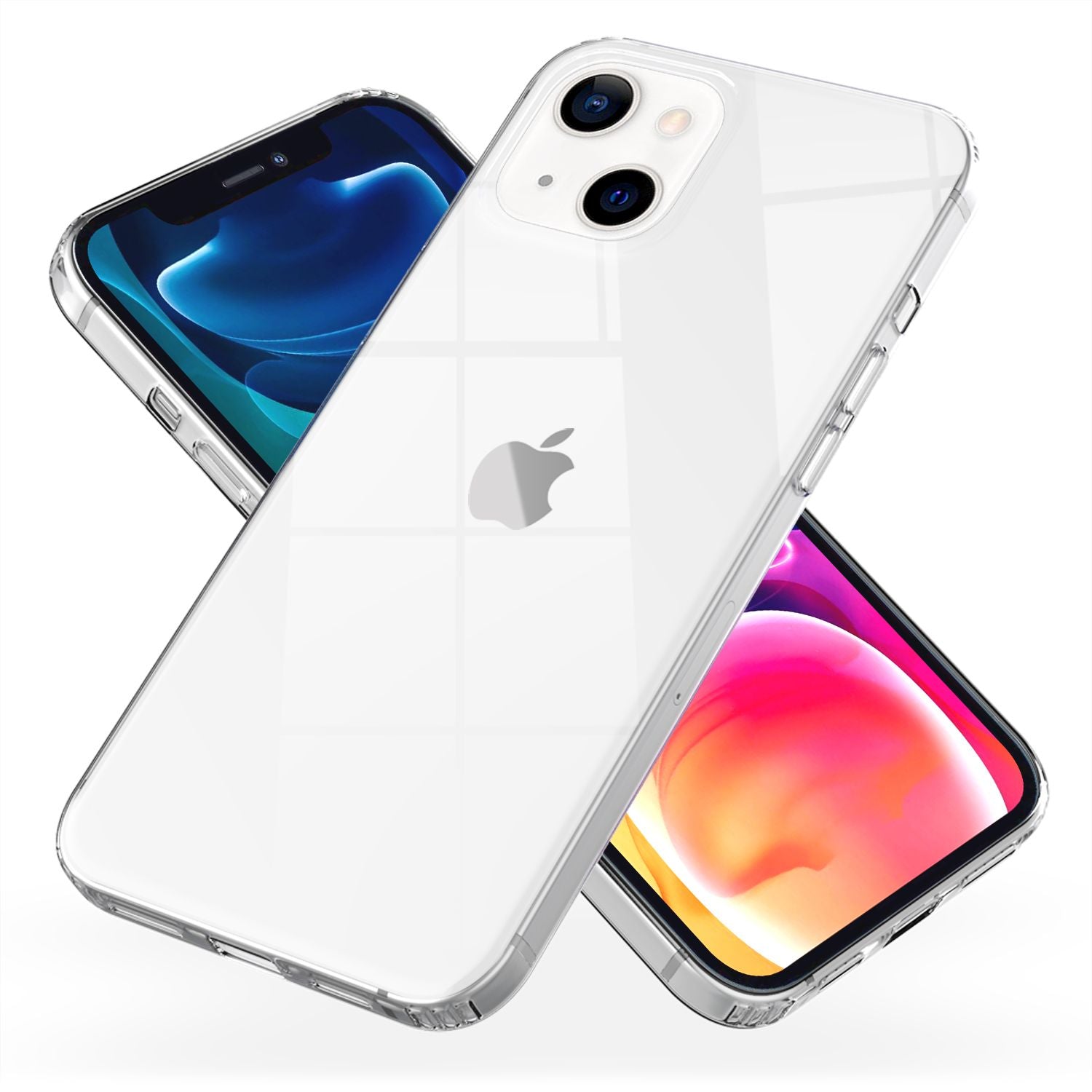 NALIA Klares Kratzfeste Hülle für iPhone 13, Transparent Anti-Gelb Stoßfest Harte Rückseite & Silikon Rahmen