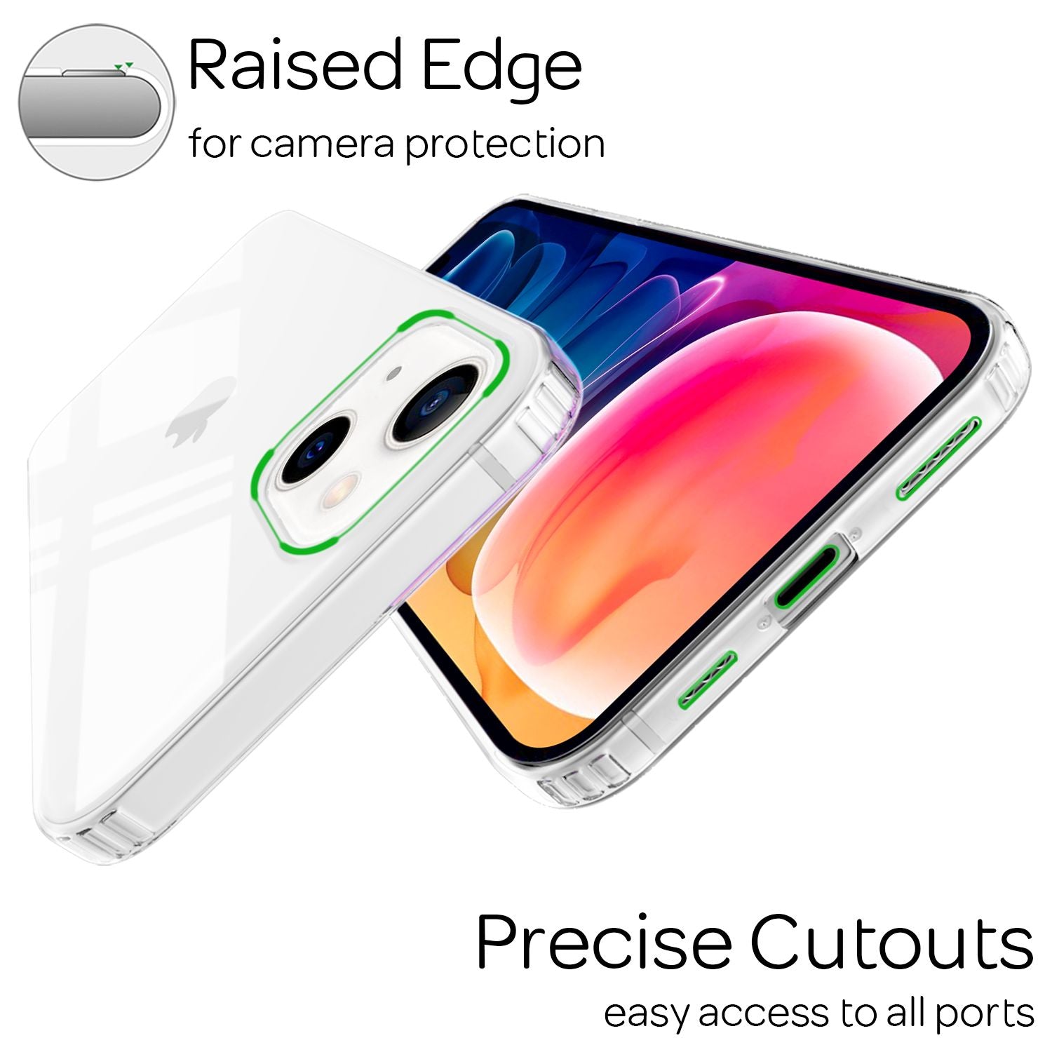 NALIA Klares Kratzfeste Hülle für iPhone 13, Transparent Anti-Gelb Stoßfest Harte Rückseite & Silikon Rahmen