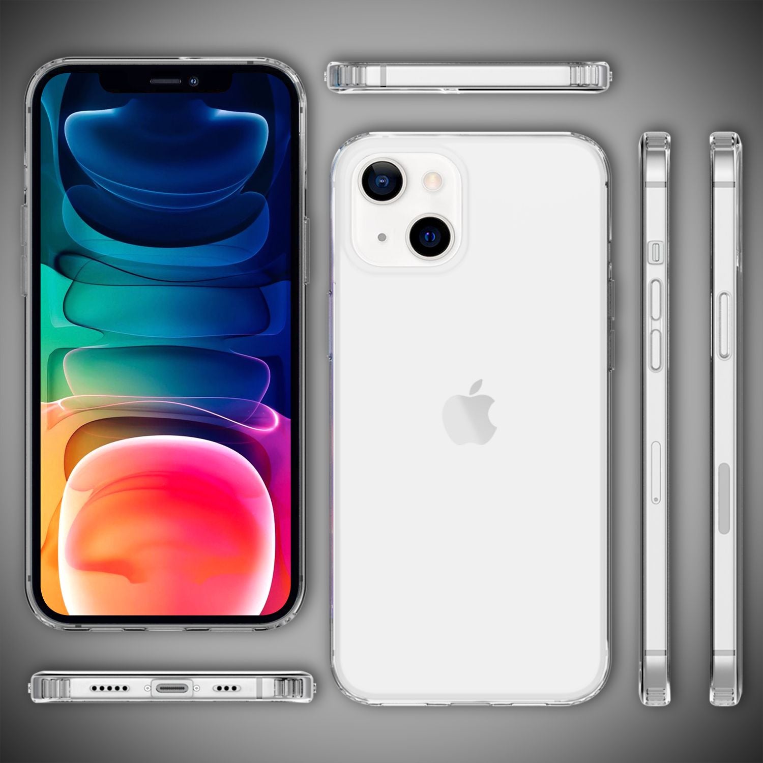 NALIA Klares Kratzfeste Hülle für iPhone 13, Transparent Anti-Gelb Stoßfest Harte Rückseite & Silikon Rahmen