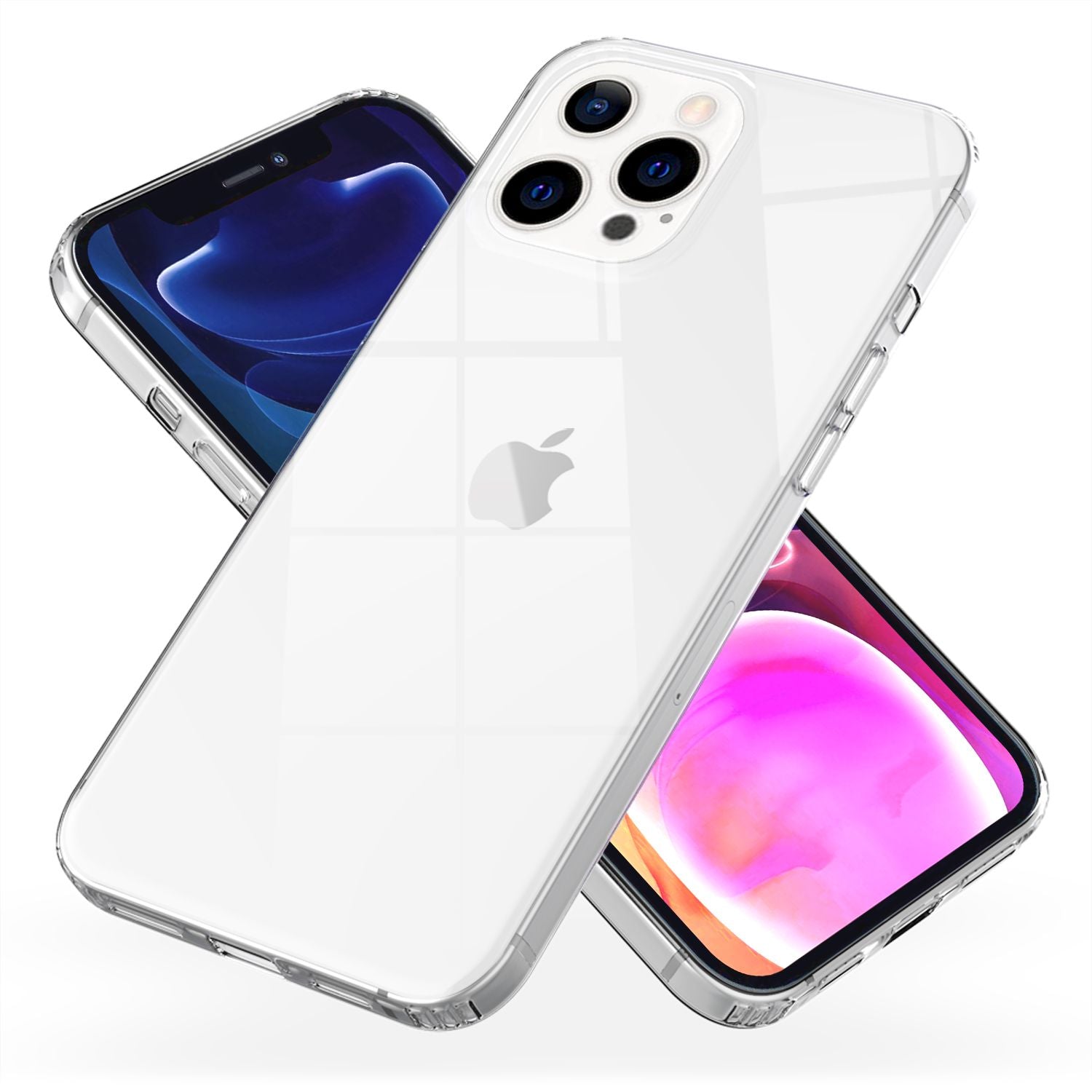 NALIA Klares Kratzfeste Hülle für iPhone 13 Pro Max, Transparent Anti-Gelb Stoßfest Harte Rückseite & Silikon Rahmen