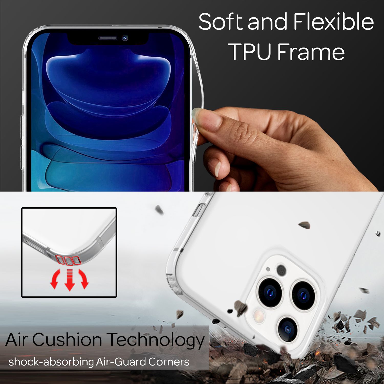 NALIA Klares Kratzfeste Hülle für iPhone 13 Pro Max, Transparent Anti-Gelb Stoßfest Harte Rückseite & Silikon Rahmen