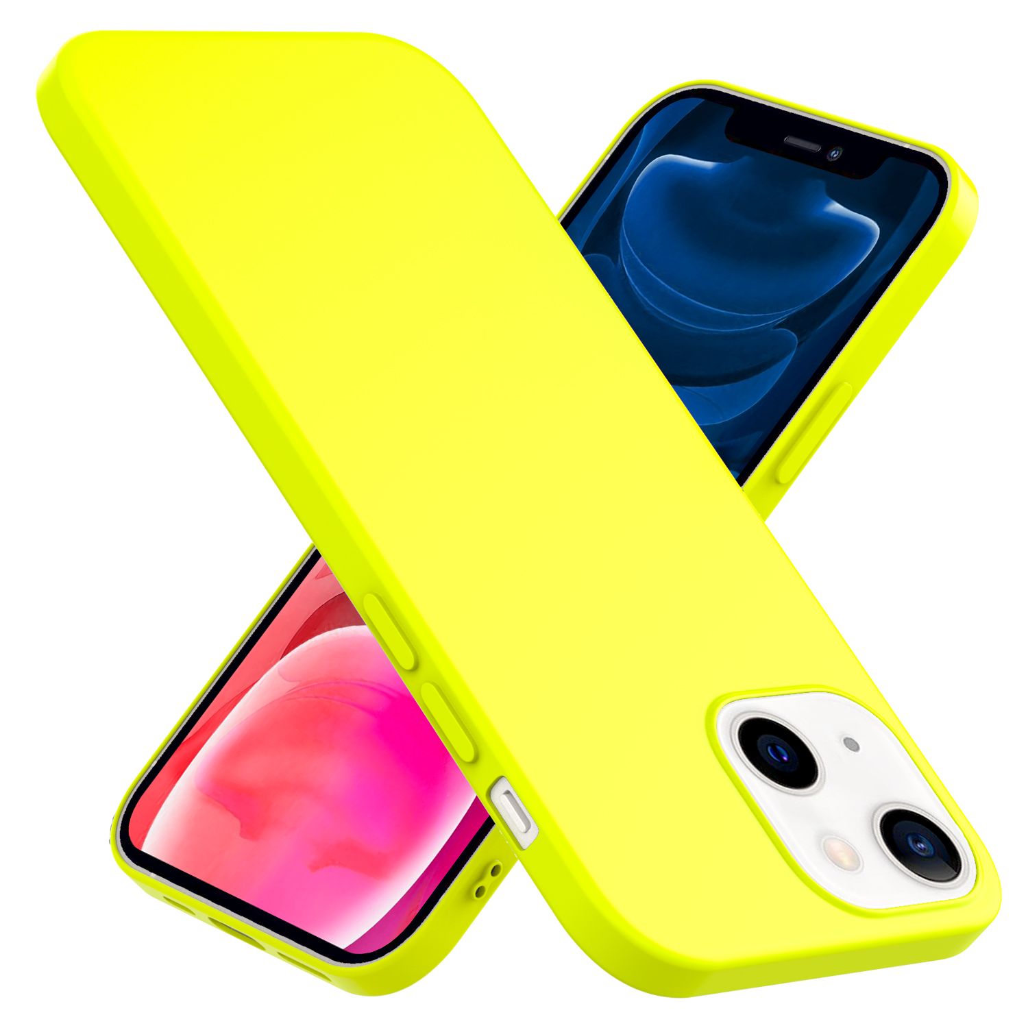 NALIA Bunte Neon Handy Hülle für iPhone 13 Mini, Matt Silikon Case Cover Bumper
