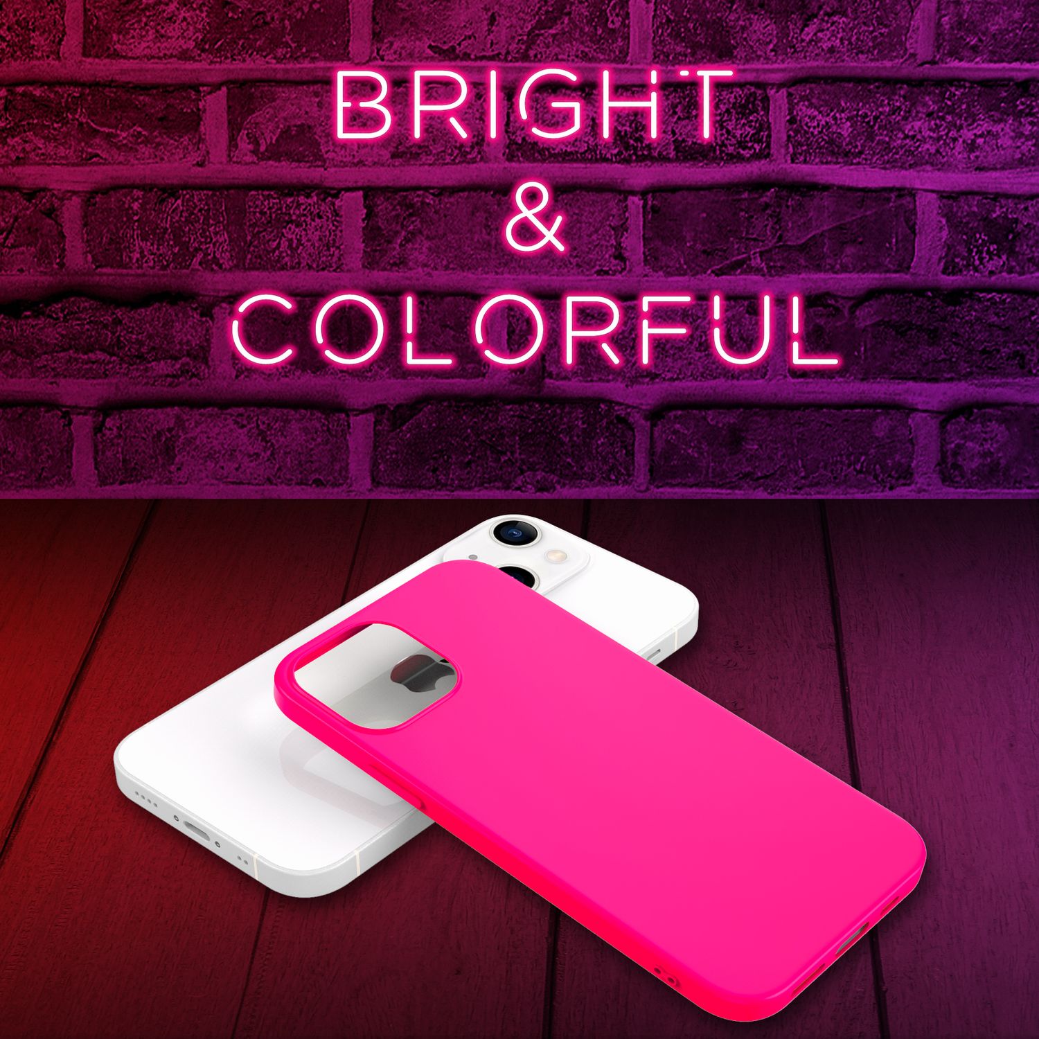 NALIA Bunte Neon Handy Hülle für iPhone 13 Mini, Matt Silikon Case Cover Bumper
