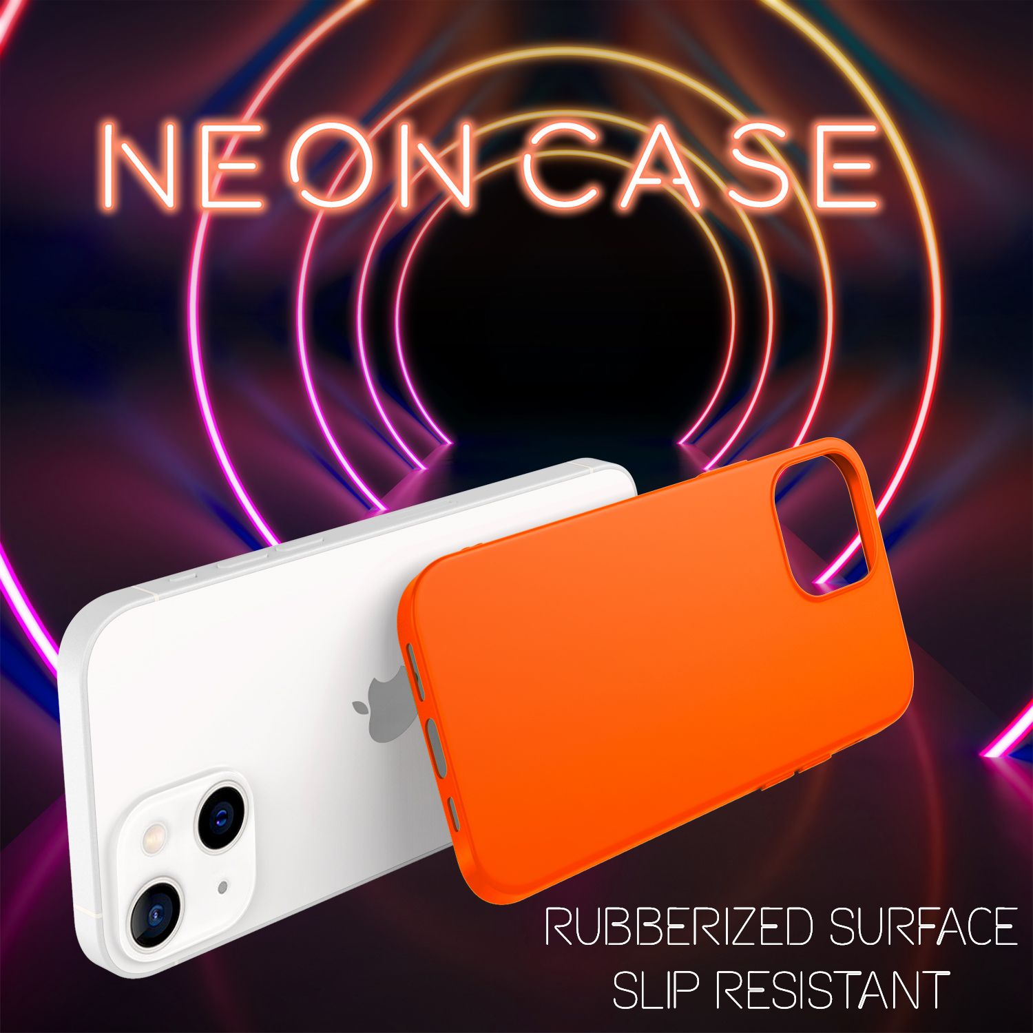 NALIA Bunte Neon Handy Hülle für iPhone 13 Mini, Matt Silikon Case Cover Bumper