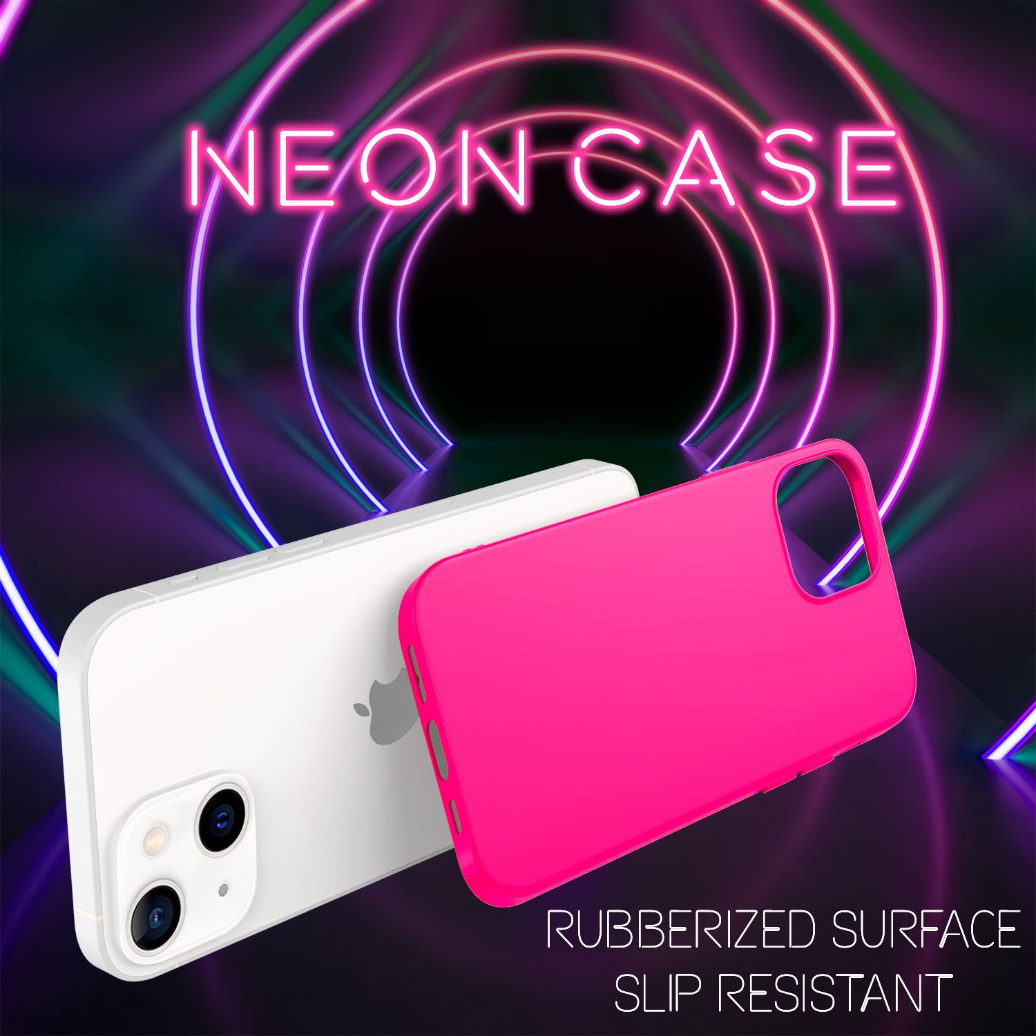 NALIA Bunte Neon Handy Hülle für iPhone 13 Mini, Matt Silikon Case Cover Bumper