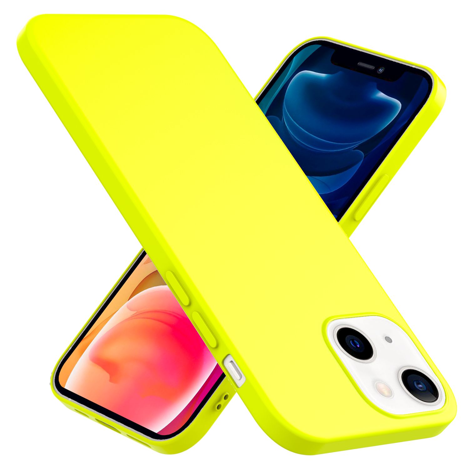 NALIA Bunte Neon Handy Hülle für iPhone 13, Matt Silikon Case Cover Bumper Etui
