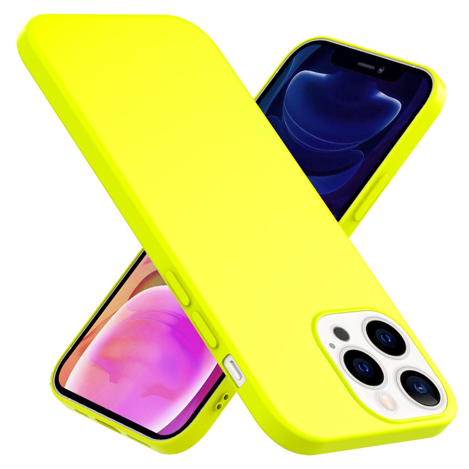 NALIA Bunte Neon Handy Hülle für iPhone 13 Pro Max, Silikon Case Cover Bumper