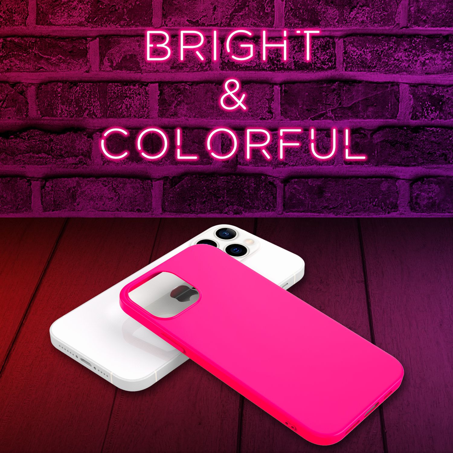NALIA Bunte Neon Handy Hülle für iPhone 13 Pro Max, Silikon Case Cover Bumper